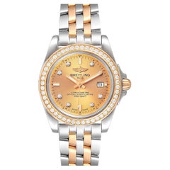 Breitling Galactic 32 Steel Rose Gold Diamond Womens Watch C71330 Box Papers