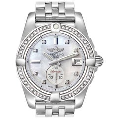 Breitling Galactic 36 Mother of Pearl Diamond Steel Ladies Watch A37330 Box Card