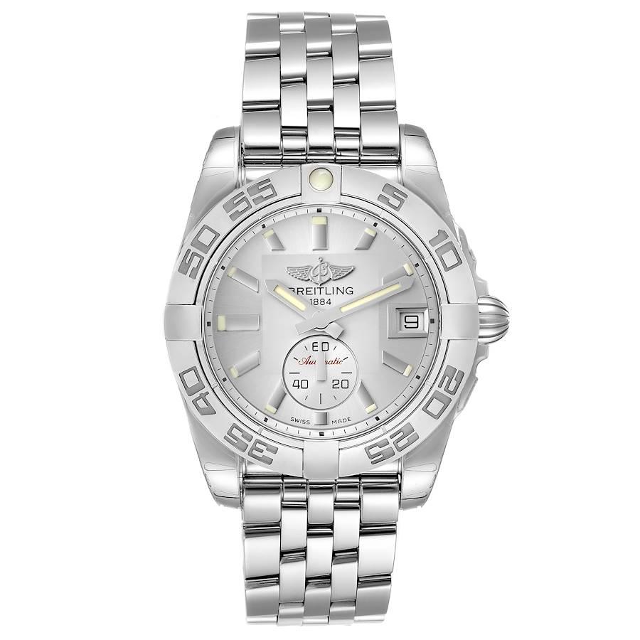 Breitling Galactic 36 Silver Dial Steel Ladies Watch A37330 Unworn. Automatic self-winding movement. Stainless steel case 36.0 mm in diameter. Unidirectional rotating bezel. Four 15 minute markers. Scratch resistant sapphire crystal. Silver dial