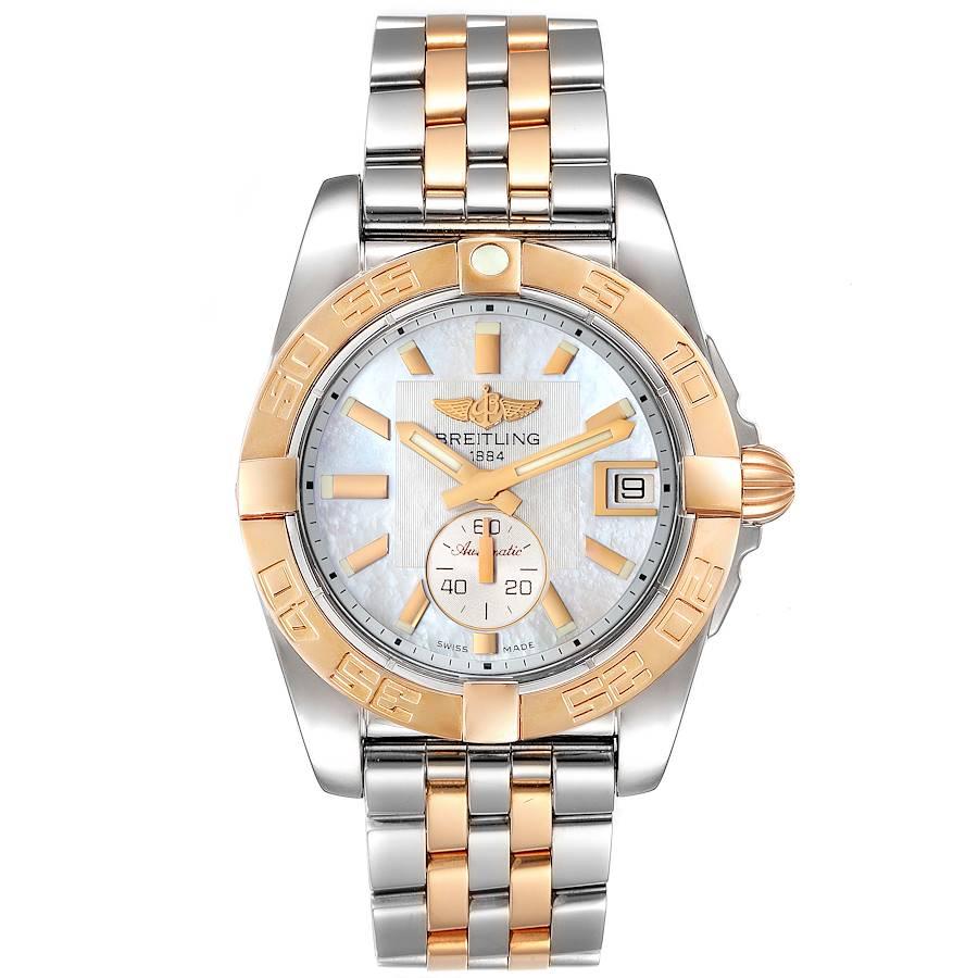 Breitling Galactic 36 Edelstahl Rose Gold MOP Dial Watch C37330 Ungetragen. Automatisches, offiziell zertifiziertes Chronometerwerk mit Selbstaufzug. Gehäuse aus Edelstahl und 18 Karat Roségold mit einem Durchmesser von 36,0 mm. einseitig drehbare