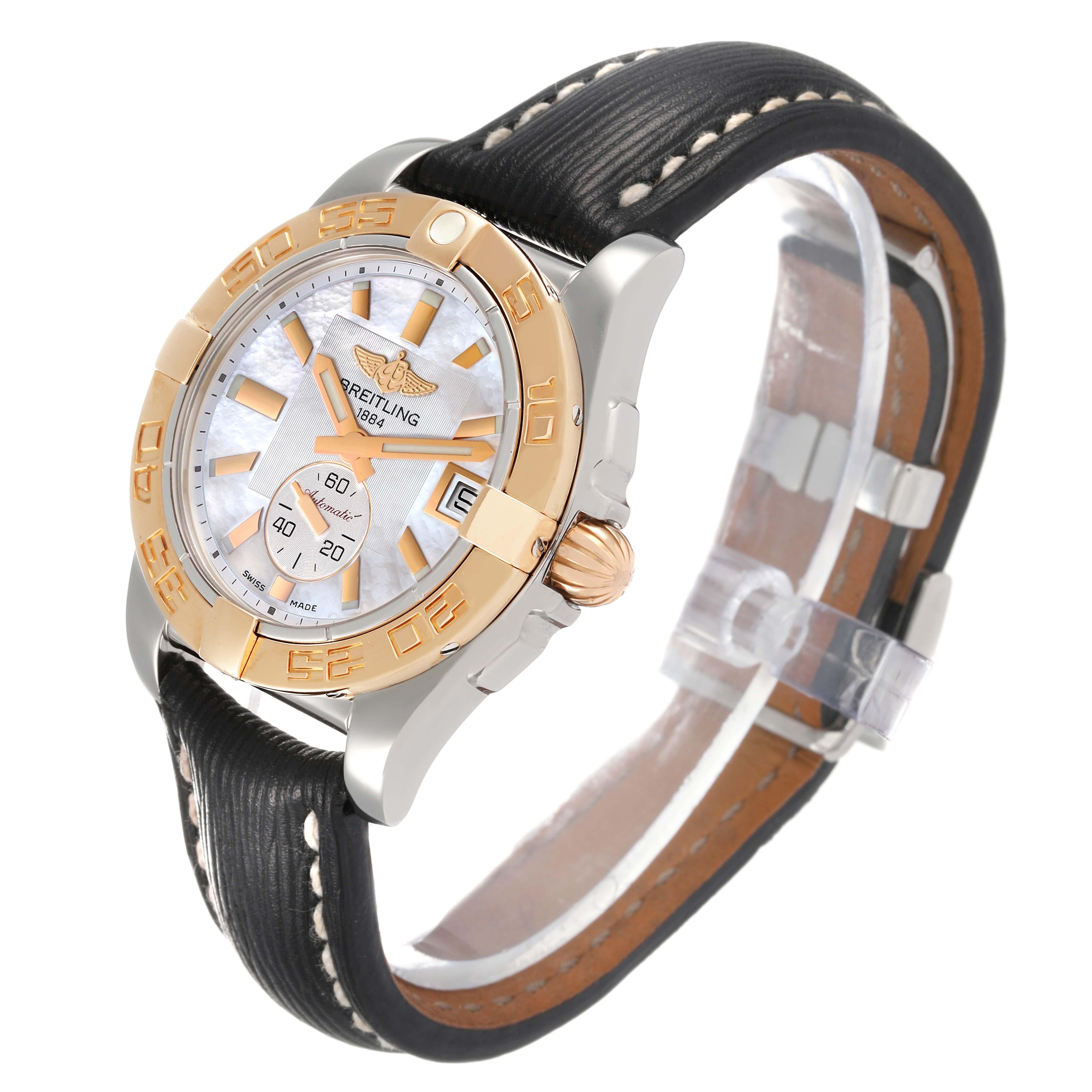 Men's Breitling Galactic 36 Stainless Steel Rose Gold Mother of Pearl Dial Mens Watch