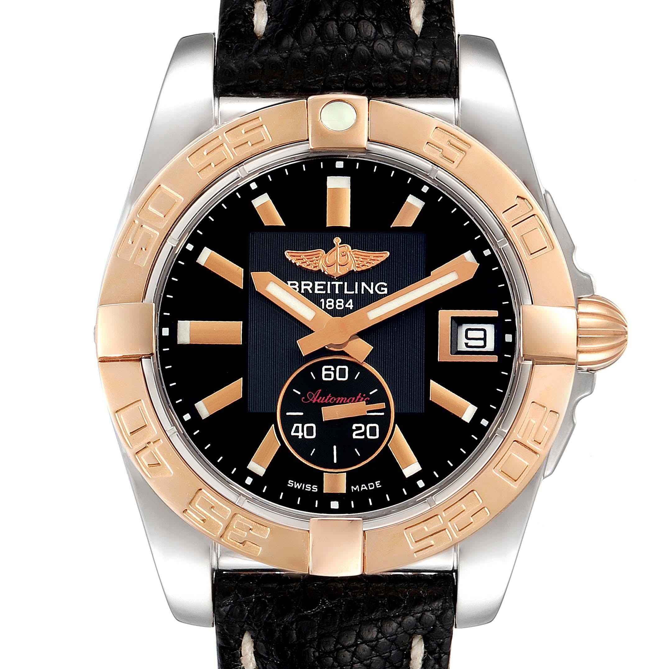 Breitling Galactic 36 Stainless Steel Rose Gold Watch C37330. Self-winding automatic officially certified chronometer movement. Stainless steel and 18K rose gold case 36.0 mm in diameter. 18k rose gold ratcheted unidirectional rotating bezel.