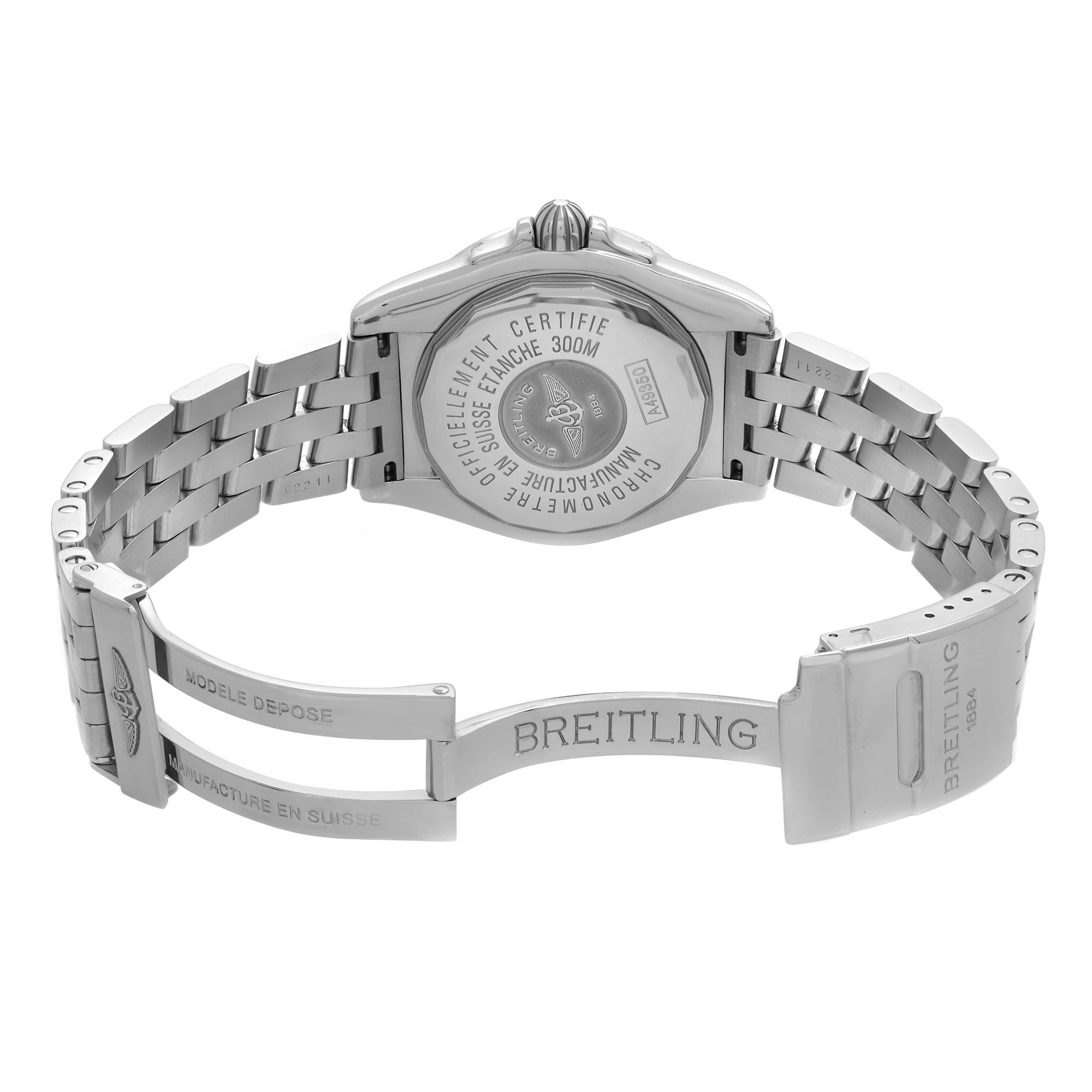 Breitling Galactic 41 Steel Silver Dial Automatic Mens Watch A49350L2/G699-366A In Excellent Condition For Sale In New York, NY