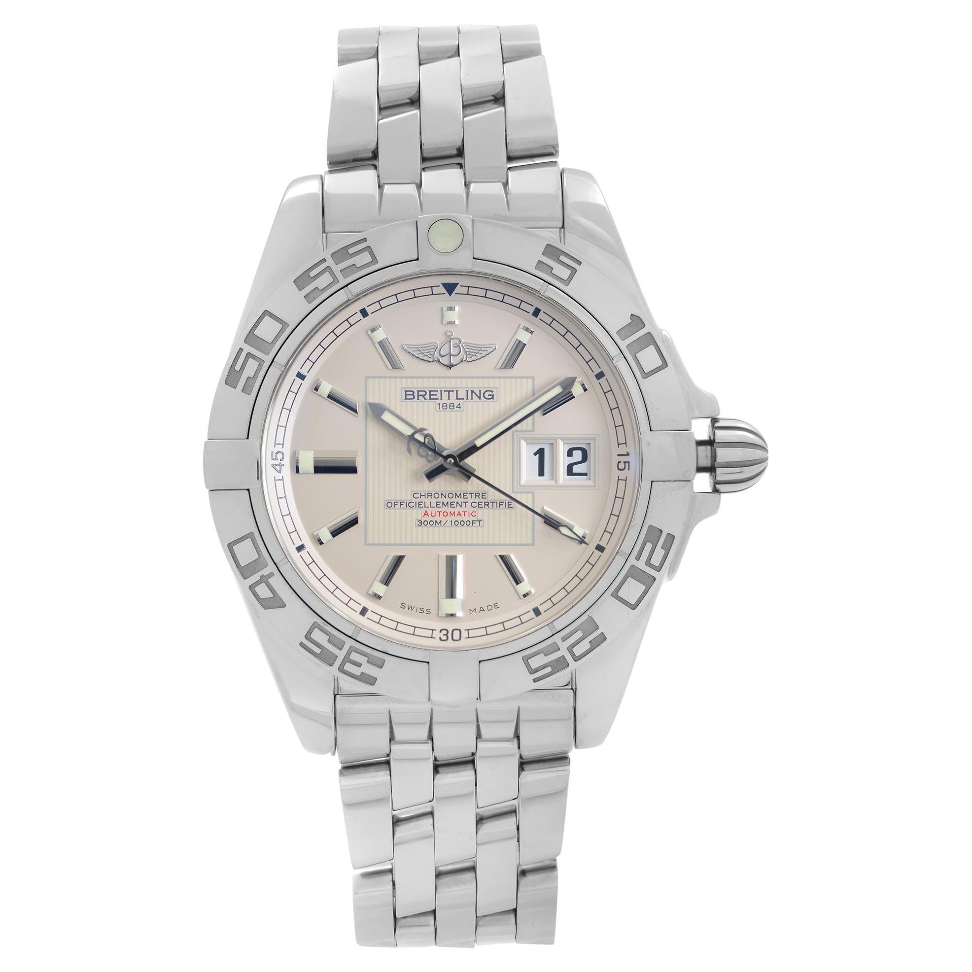 Breitling Galactic 41 Steel Silver Dial Automatic Mens Watch A49350L2/G699-366A For Sale