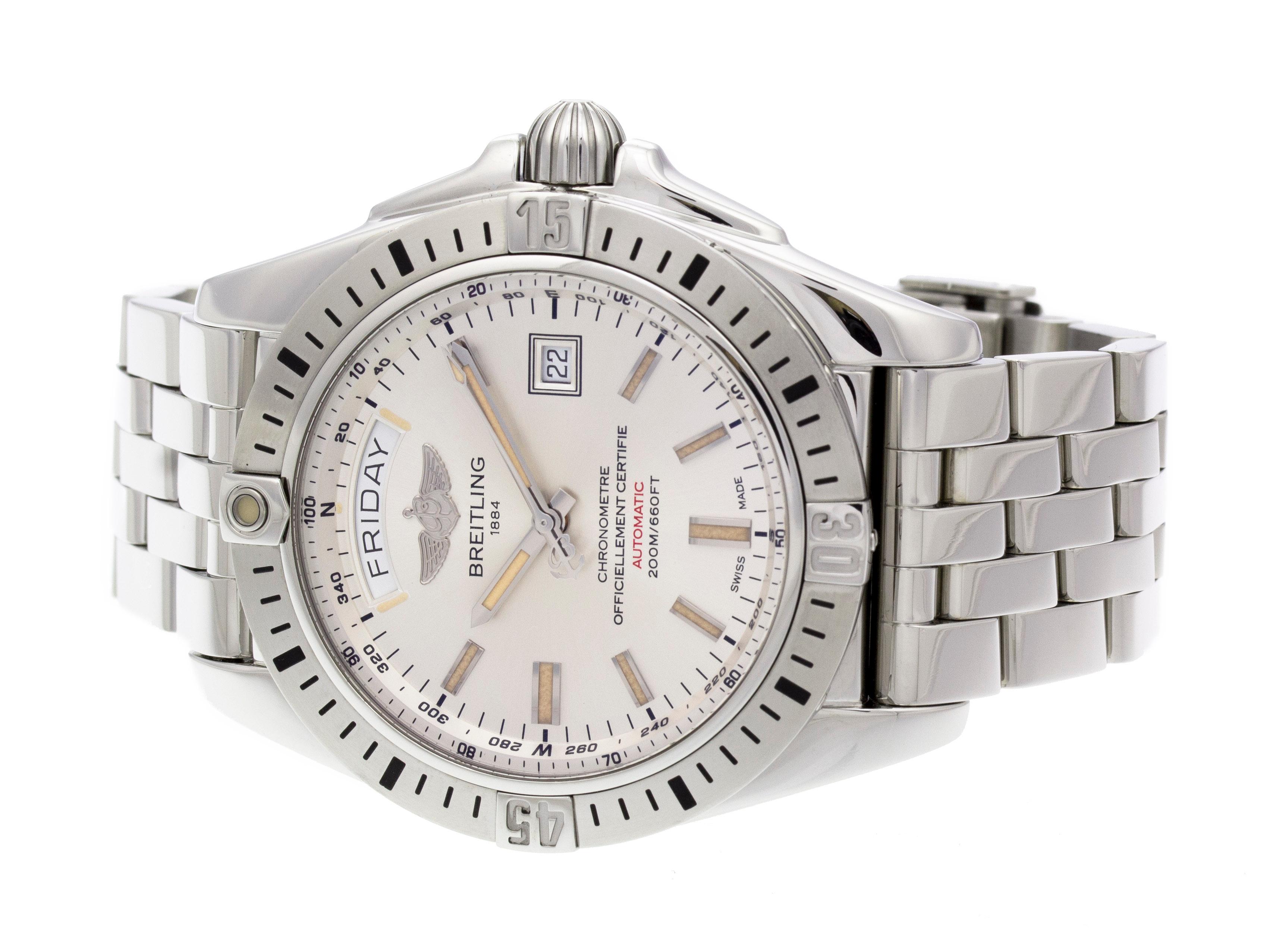 Breitling Galactic 44 Day Date A45320B9/G797 In Good Condition For Sale In Willow Grove, PA