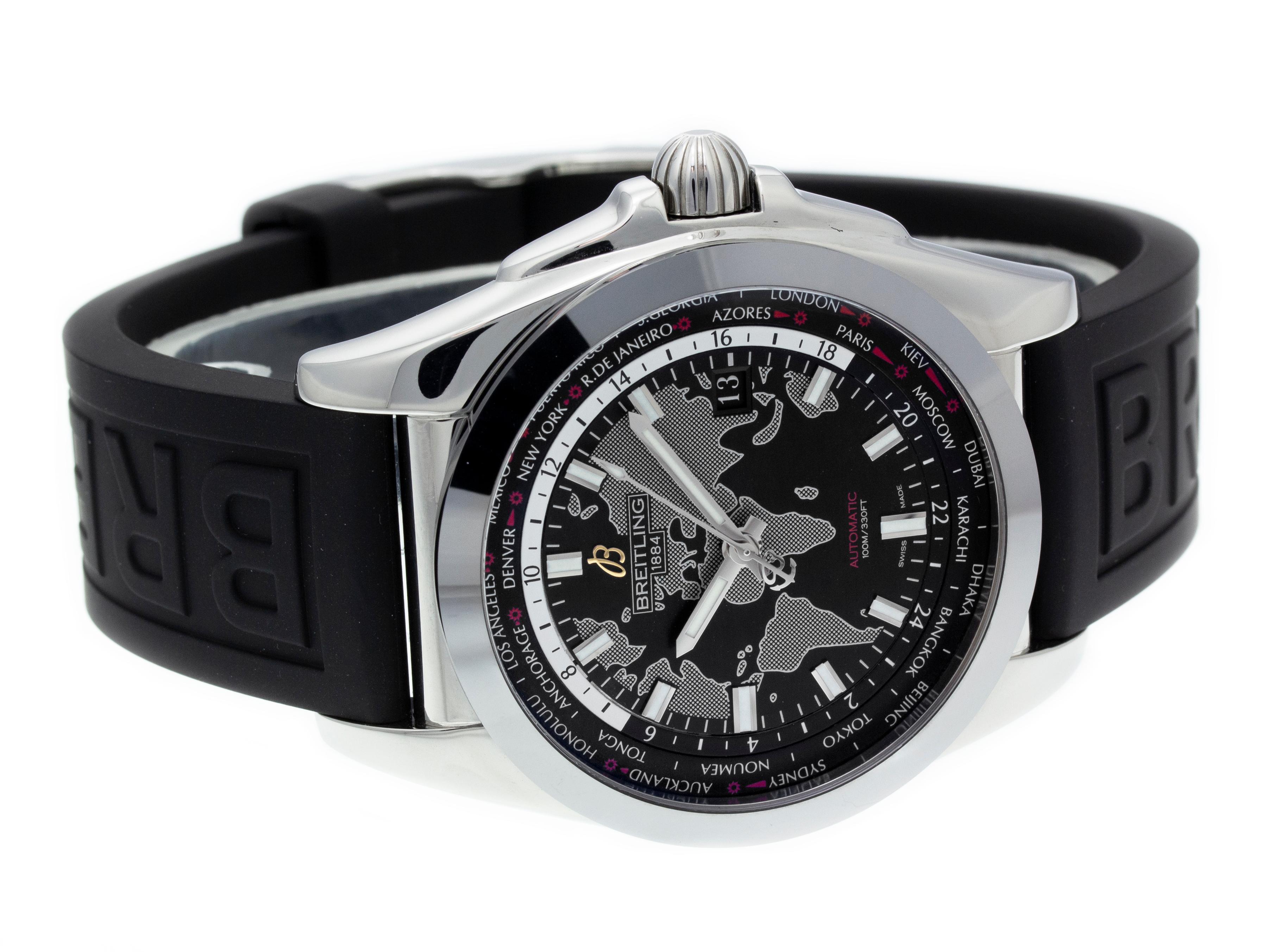 Breitling Galactic 44 Unitime WB3510U4/BD94 In Excellent Condition For Sale In Willow Grove, PA