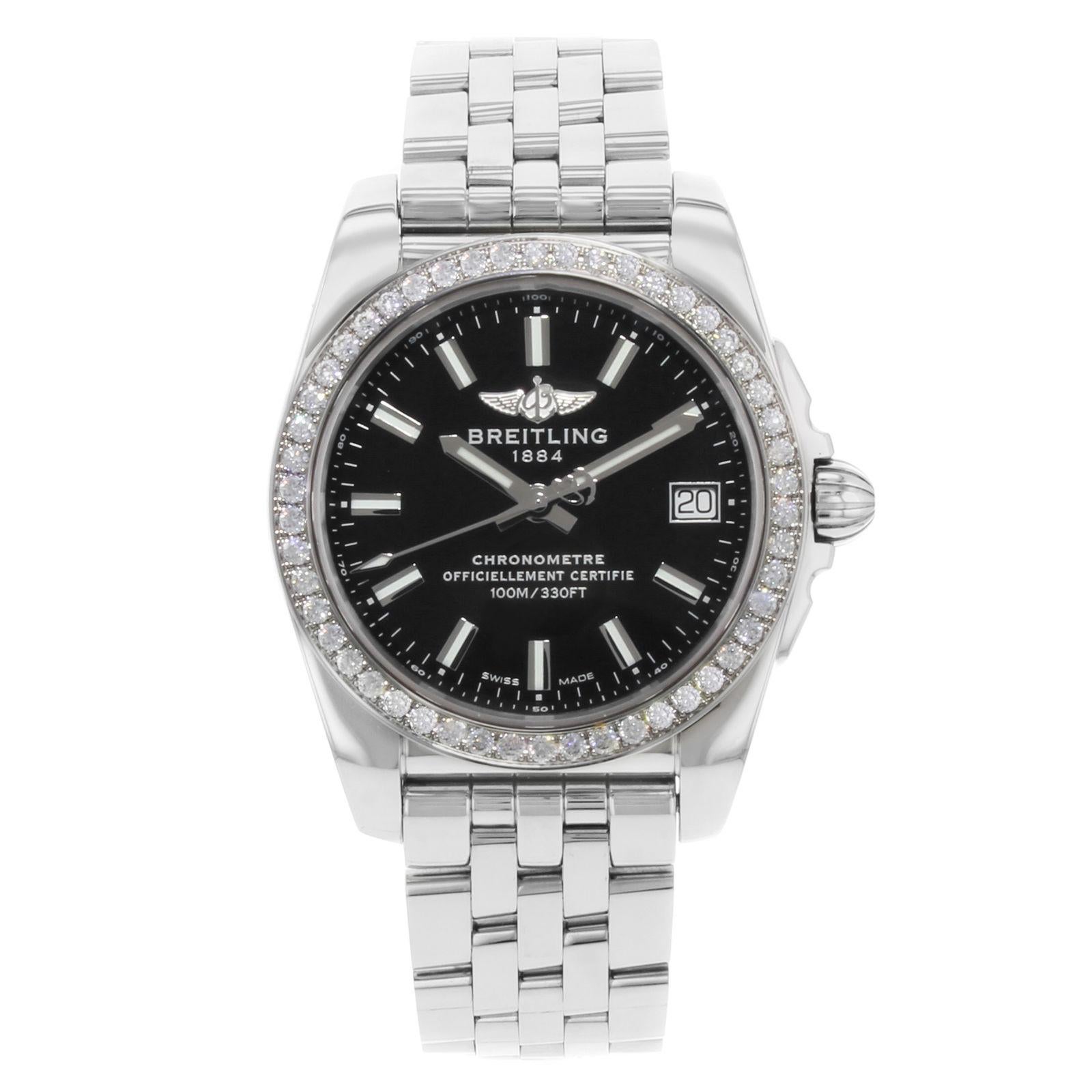 Breitling Galactic Black Dial Steel Quartz Ladies Watch A7433053/BE08-376A 2