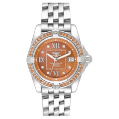 Breitling Galactic Bronze Dial Diamond Bezel Steel Ladies Watch A71356