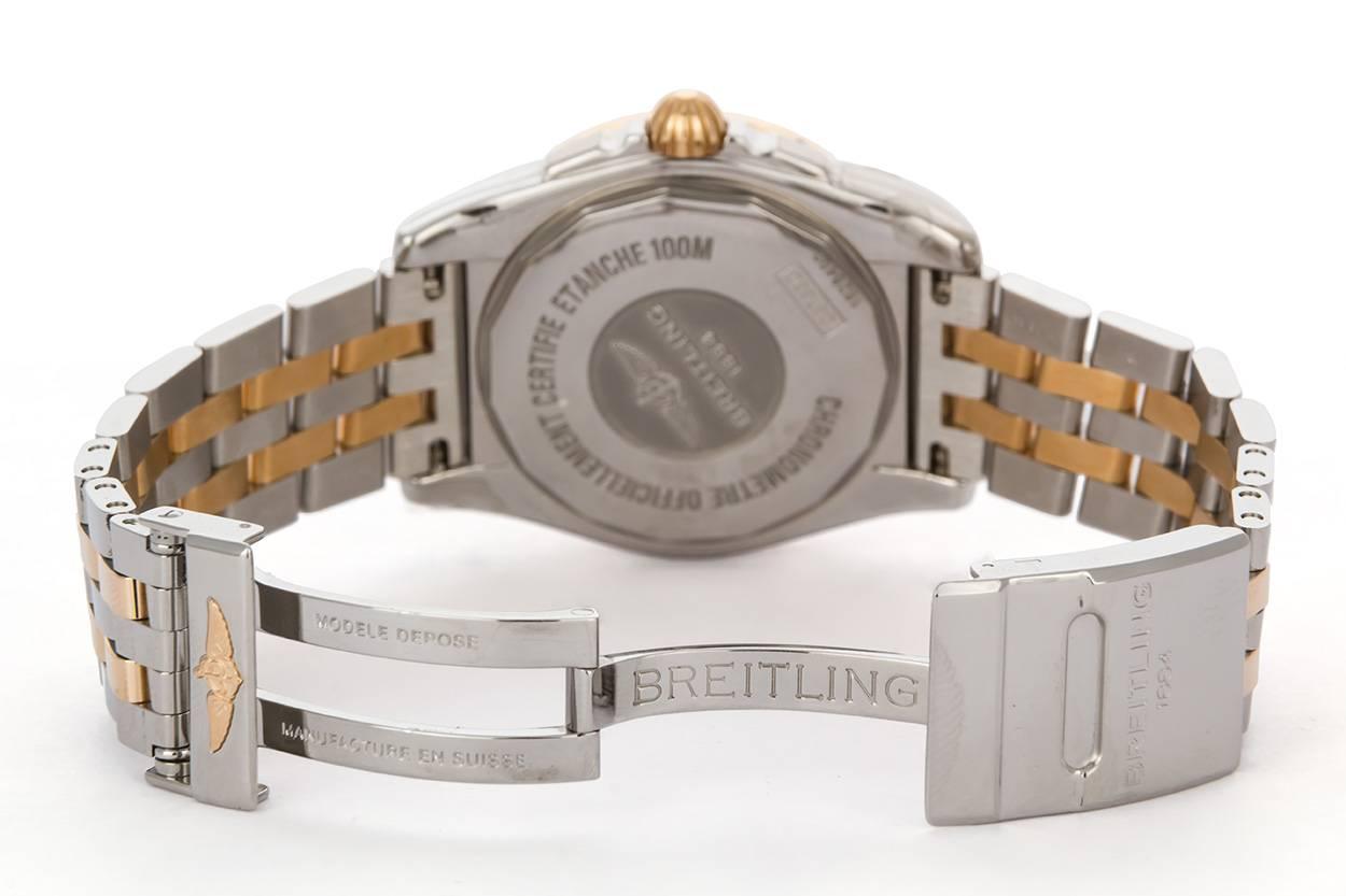Modern Breitling Galactic C37330 18 Karat Rose Gold and Steel Mother-of-Pearl Dial