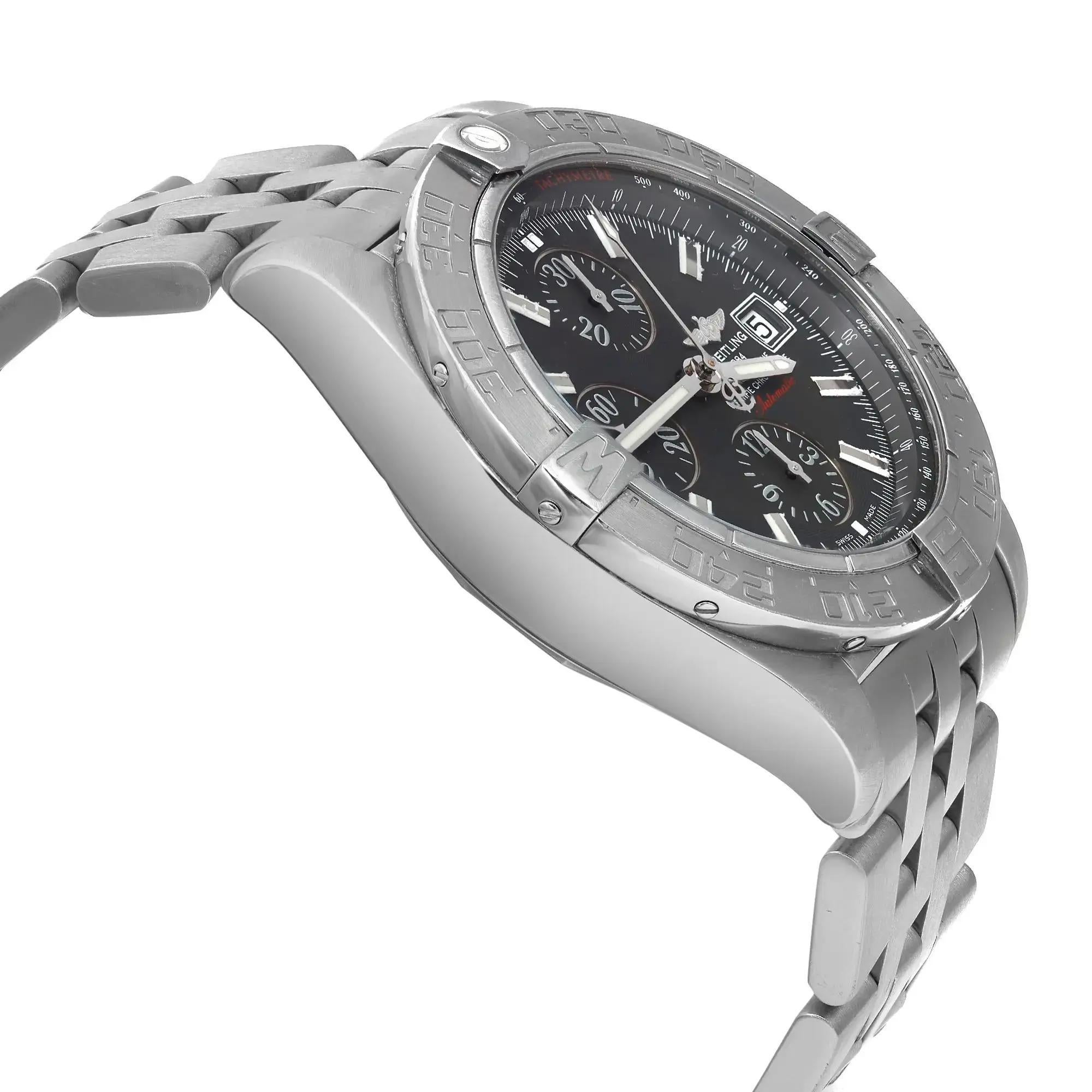 Breitling Galactic Chronograph II Stahl-Herrenuhr mit schwarzem Zifferblatt A1336410/M512-379A im Angebot 1