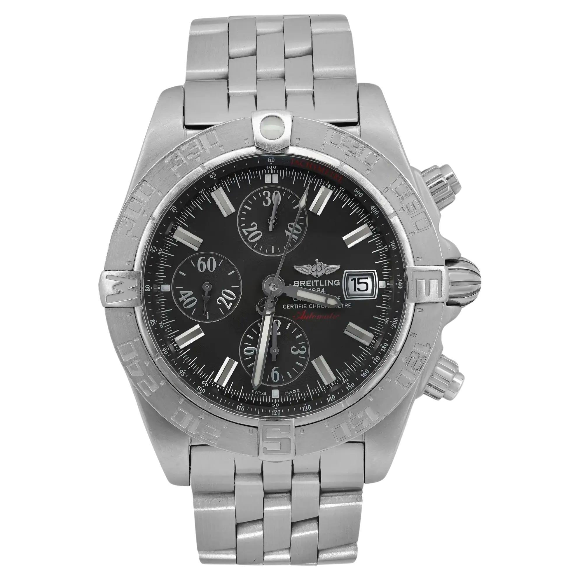 Breitling Galactic Chronograph II Stahl-Herrenuhr mit schwarzem Zifferblatt A1336410/M512-379A im Angebot