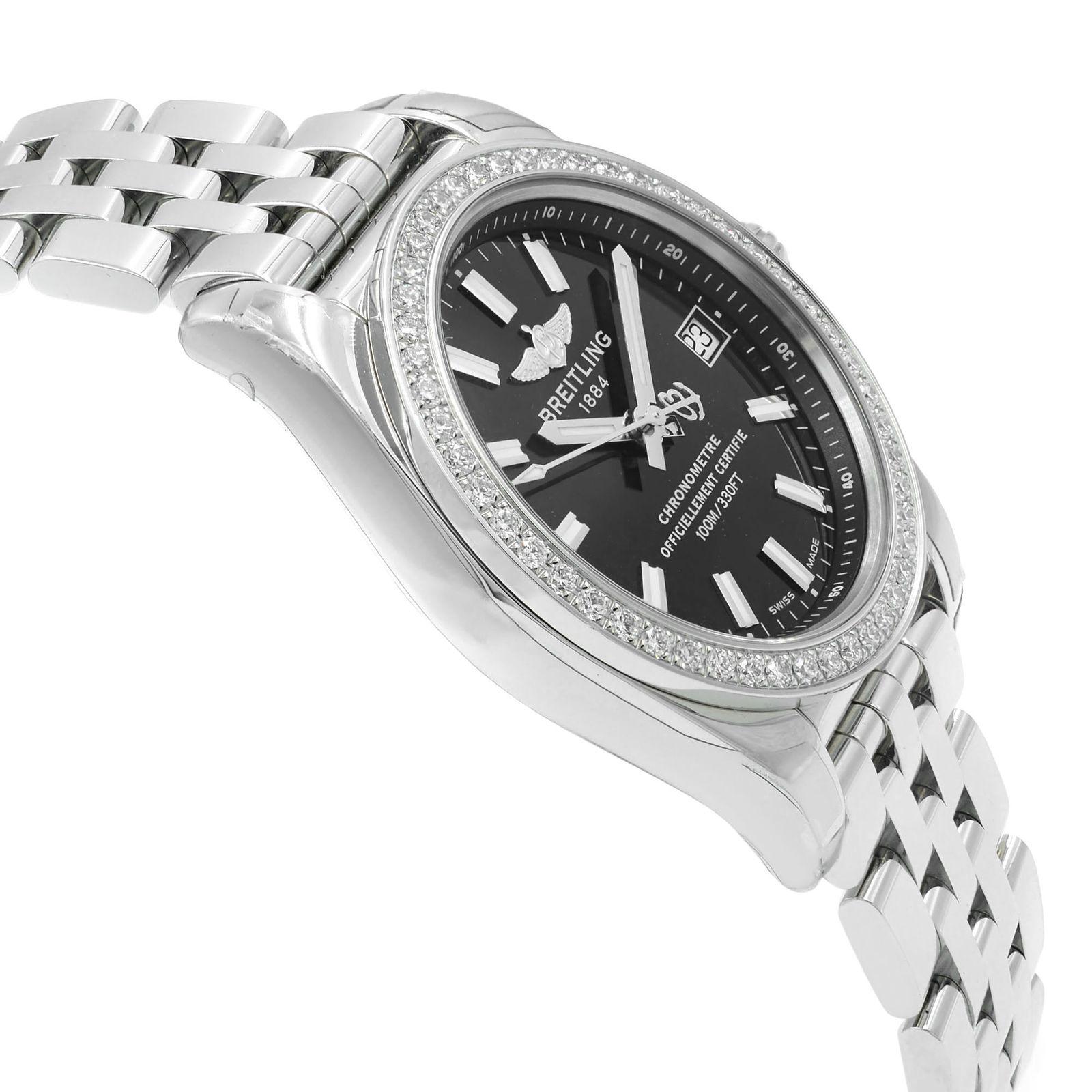 Women's Breitling Galactic Diamond Steel Black Quartz Ladies Watch A7433053/BE08-376A