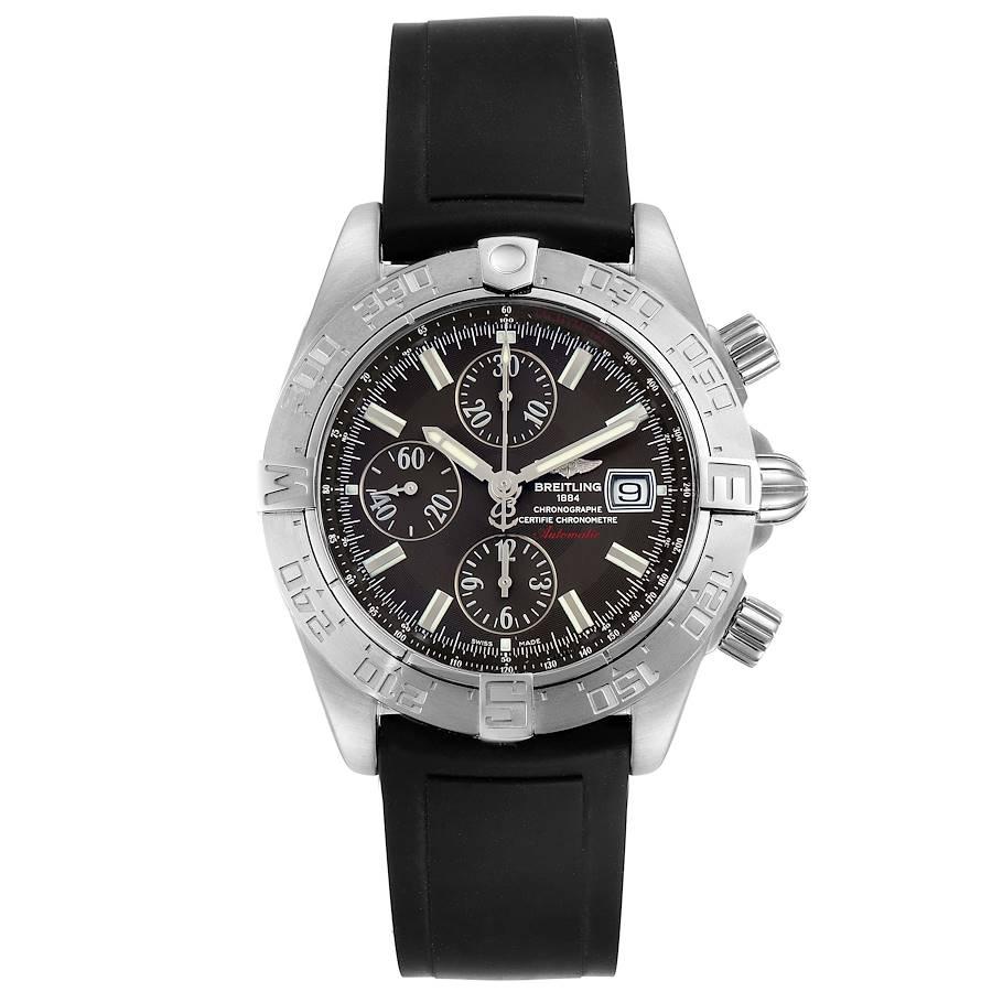 Breitling Galactic II Chronograph Grey Dial Steel Mens Watch A13364 Unworn. Automatic self-winding officially certified chronometer movement. Chronograph function. Stainless steel case 43.7 mm in diameter with screwed-down crown and pushers.