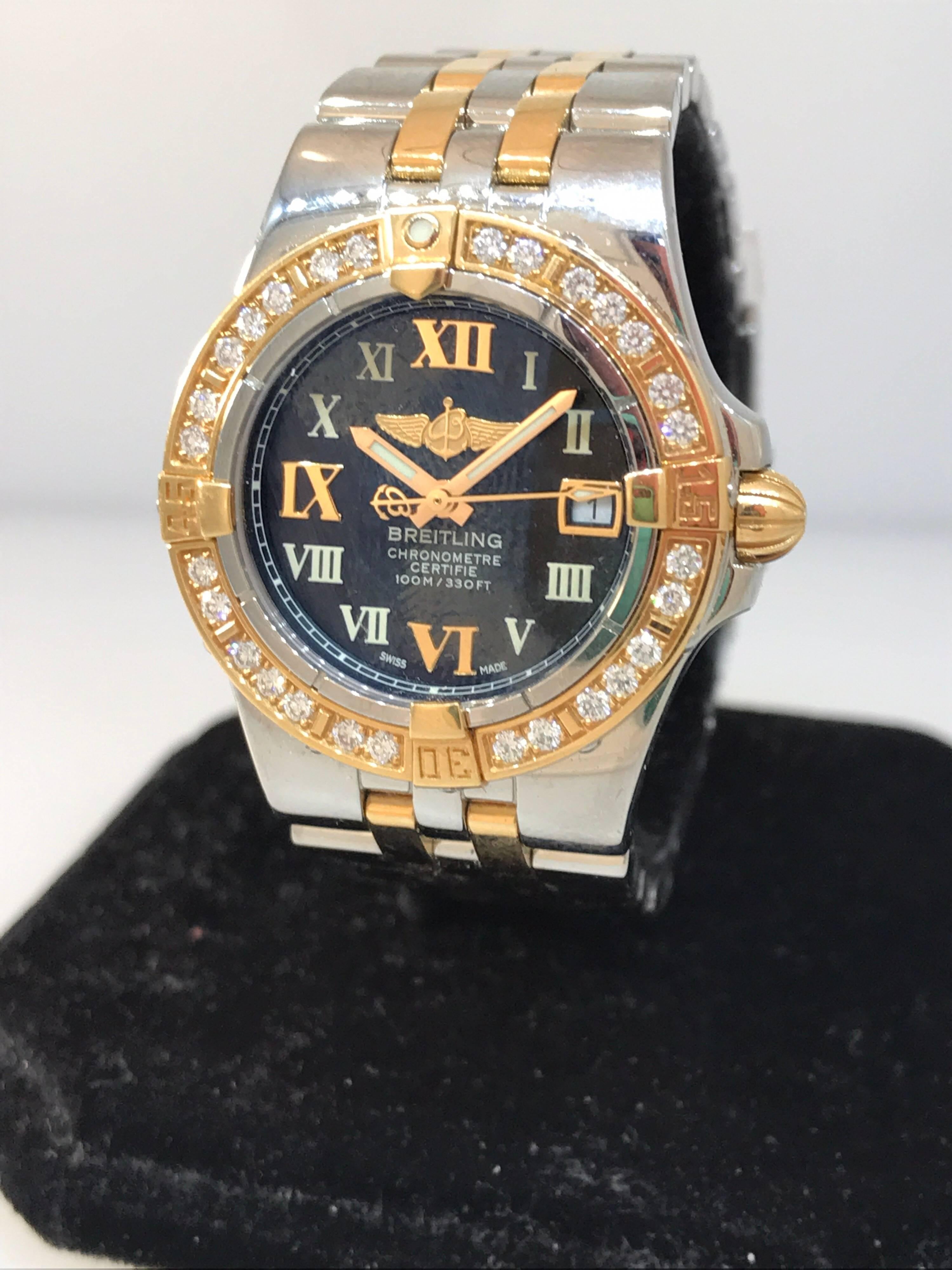 Breitling Galactic Lady's Watch

Model Number: C71340LA/B952-TT

100% Authentic

Brand New

Comes with original Breitling box, warranty, and instruction manual

Stainless Steel & 18 Karat Rose Gold Case & Bracelet

Diamond Bezel

Black Dial

Roman