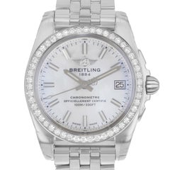 Breitling Galactic Steel MOP Diamanten Quarz Damenuhr A7433053/A779-376A