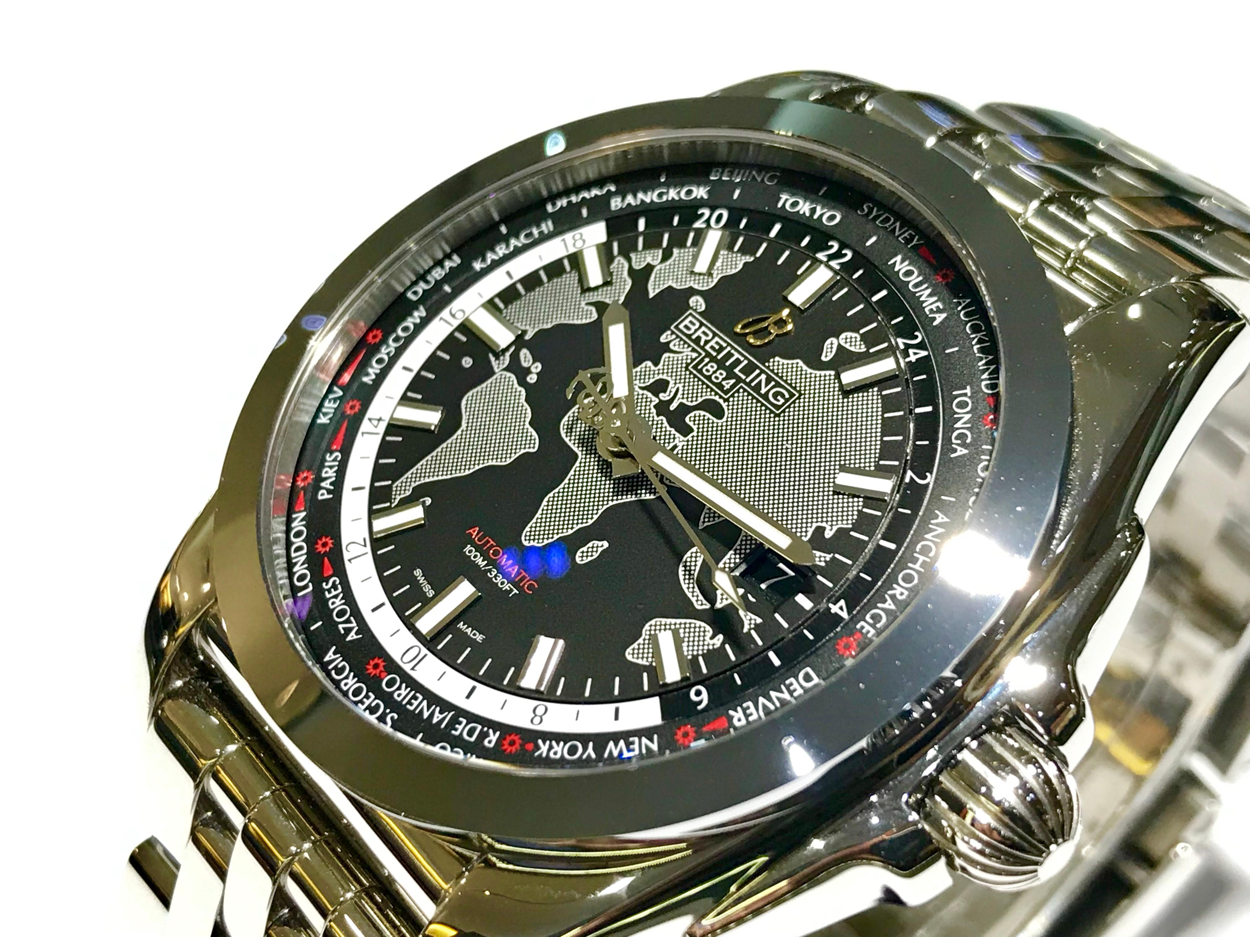 Breitling Galactic Unitimer Watch in Stainless Steel In New Condition For Sale In Toronto, Ontario