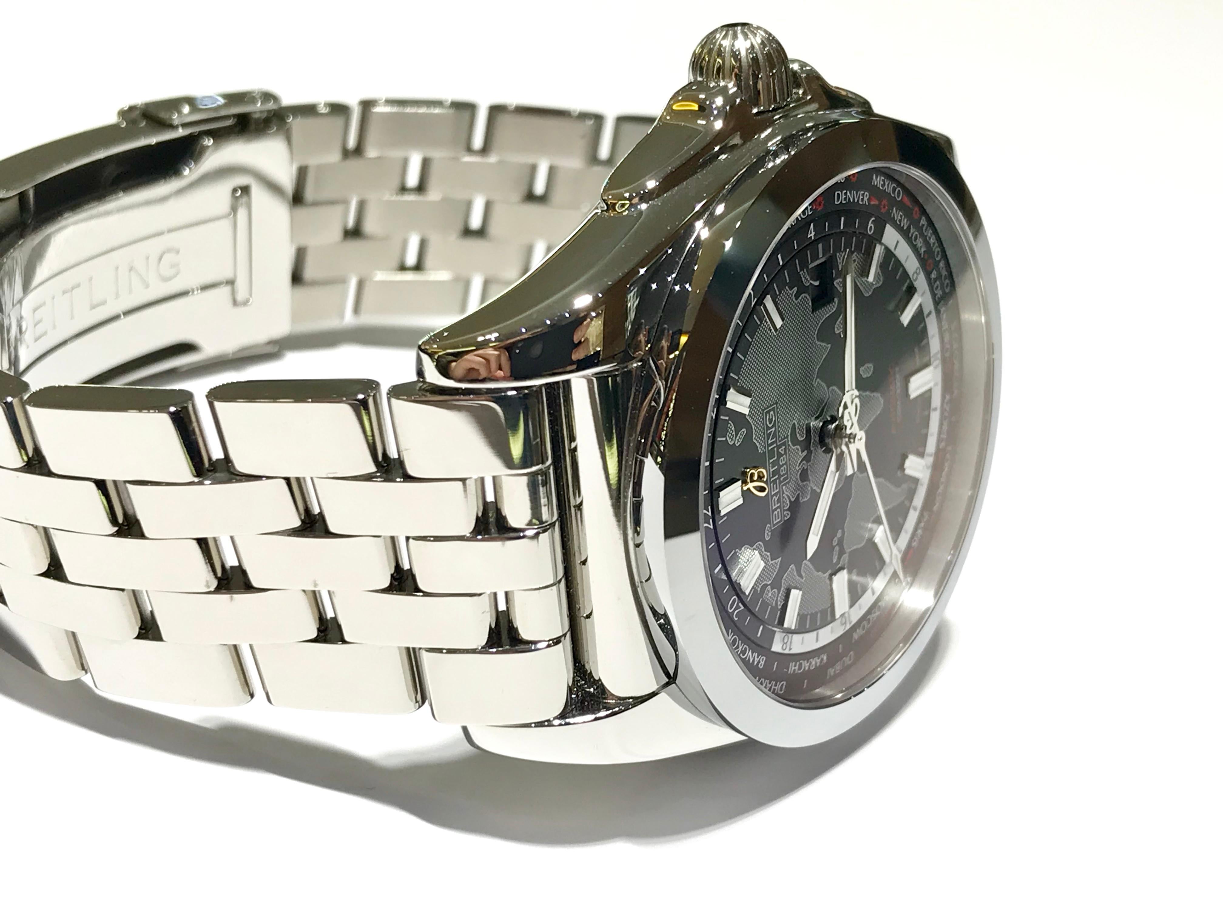 Breitling Galactic Unitimer Watch in Stainless Steel Herren im Angebot
