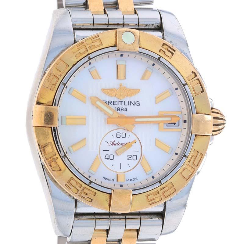 Retail Price: $8700

Brand: Breitling
Model: Galactic
Movement: Automatic
Number of Jewels: 27
Warranty: One Year
Movement Maker: Swiss
Dial Color: White Mother of Pearl

Metal Content: Stainless Steel & 18k Rose Gold

Stone Information
Natural