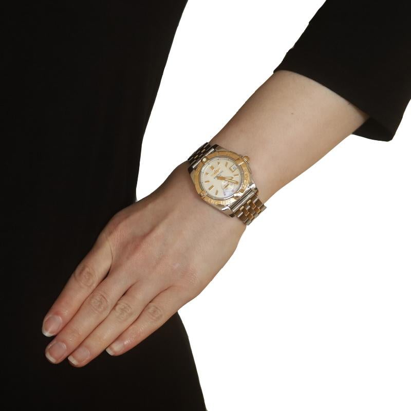 Breitling Galactic Wristwatch - Stainless Steel Rose Gold 18k Automatic 1Yr Wnty In Excellent Condition For Sale In Greensboro, NC