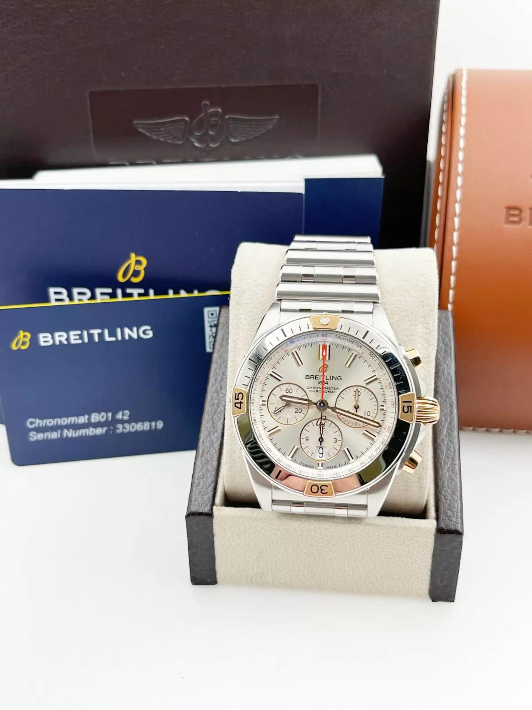 Breitling IB0134 Chronomat B01 42mm Stainless Steel 18K Rose Gold Box Paper 6