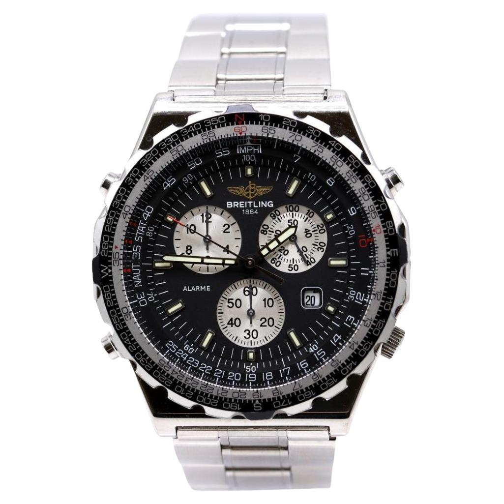 Breitling Jupiter Pilot A59028 Edelstahl schwarzes Zifferblatt Quarzuhr