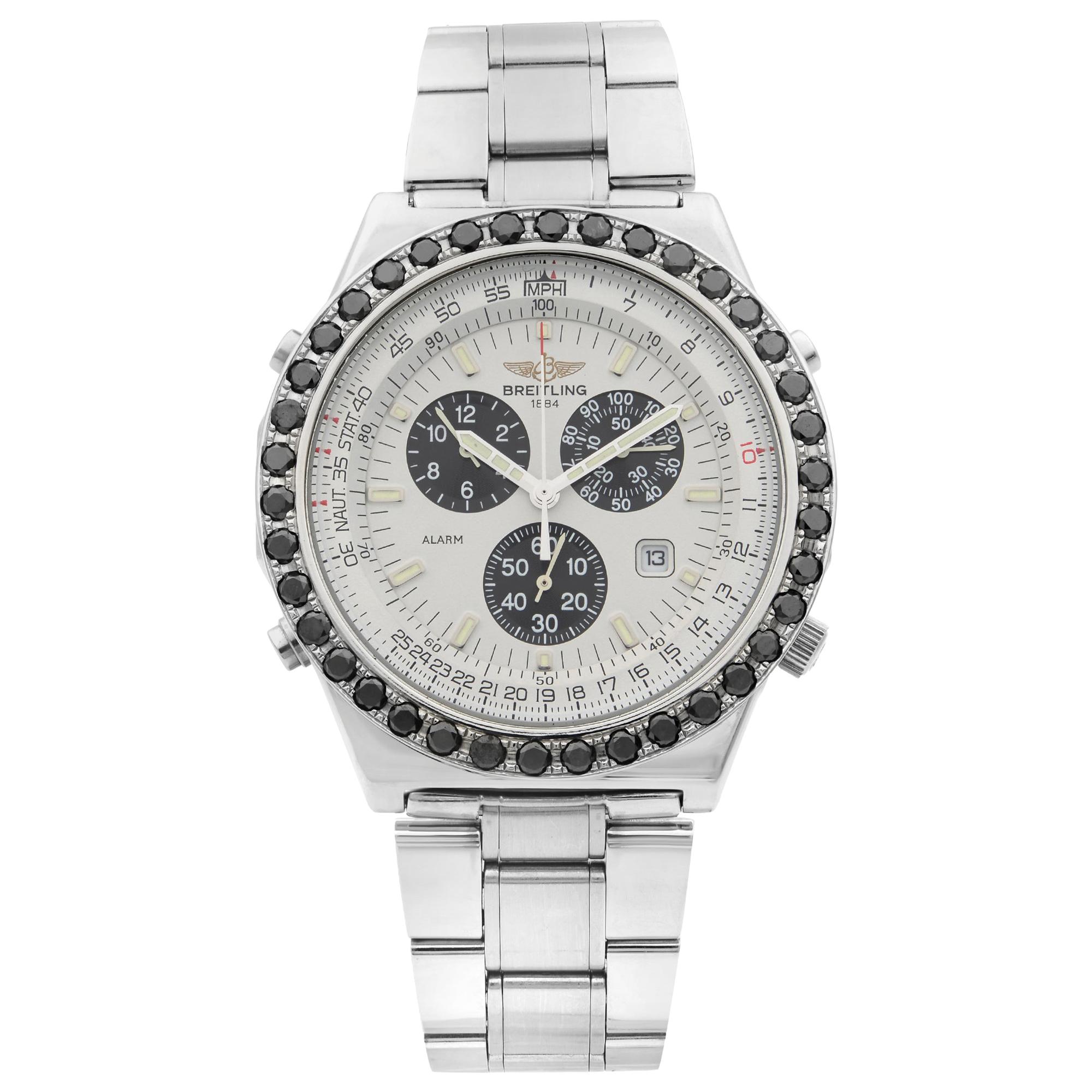 Breitling Jupiter Pilot Steel Diamond White Dial Alarm Quartz Men's Watch A59028