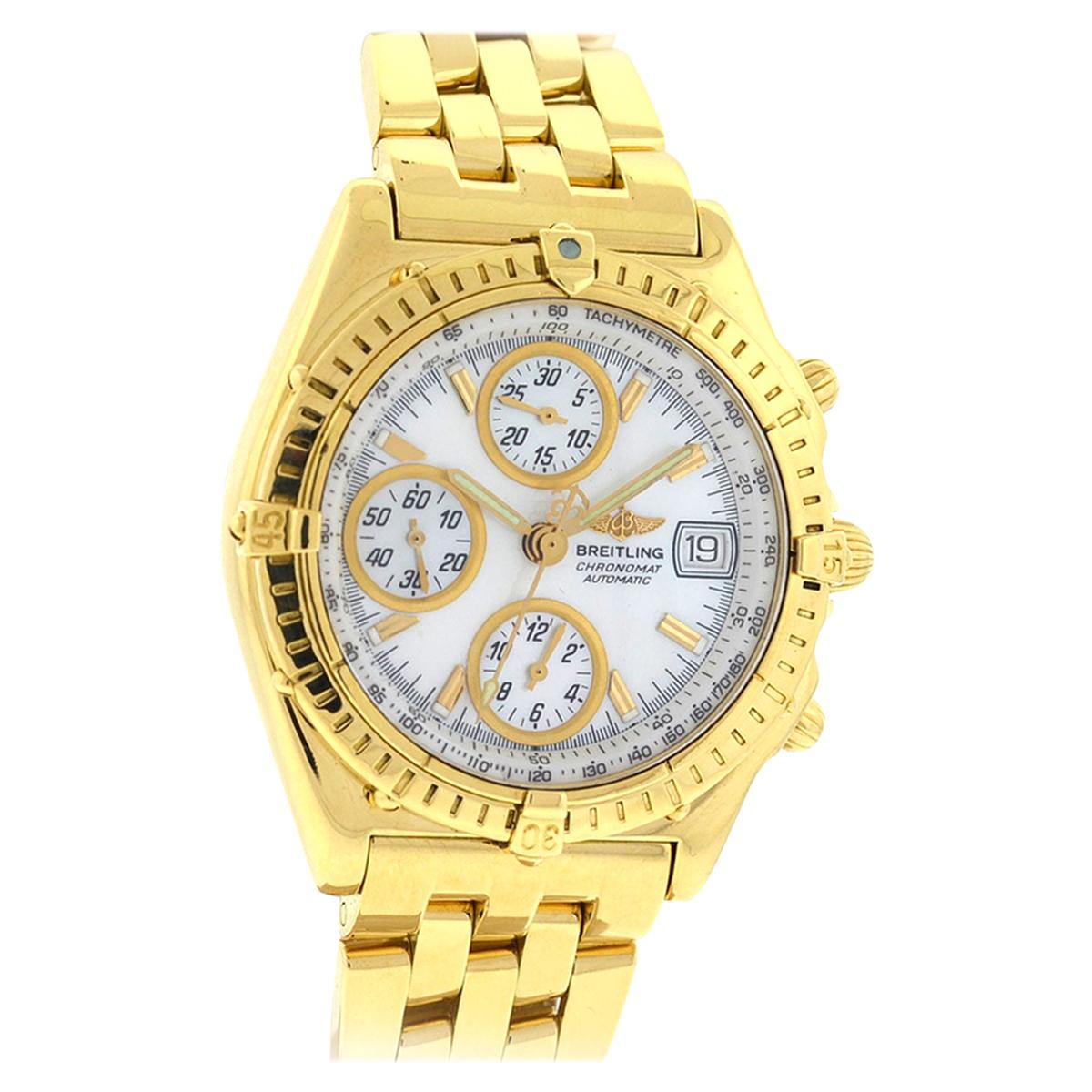 Breitling K13050.1 18 Karat Gelbgold Chronomat MOP Zifferblatt Automatikuhr