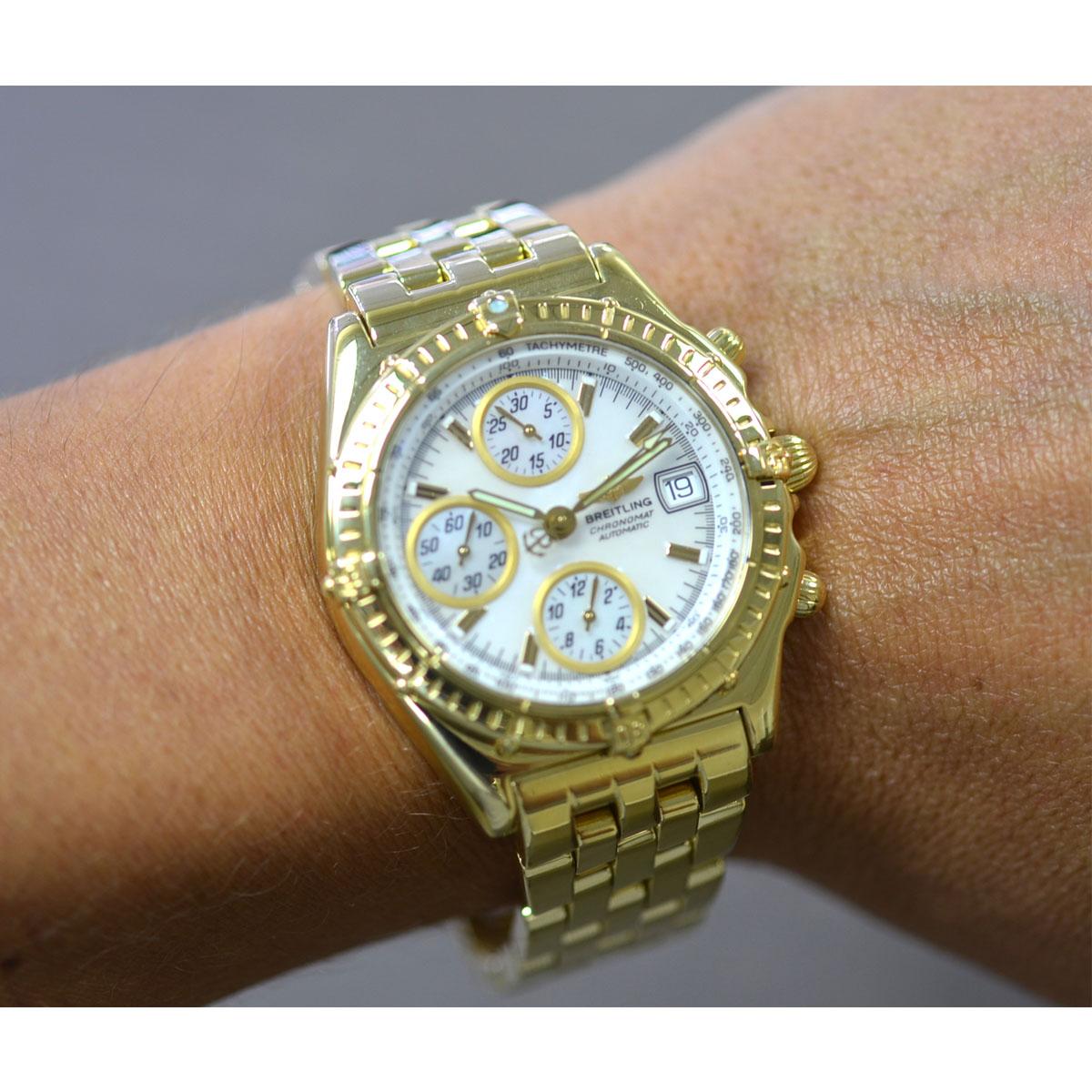 Breitling K13050.1 18 Karat Yellow Gold Chronomat MOP Dial Automatic Watch 5