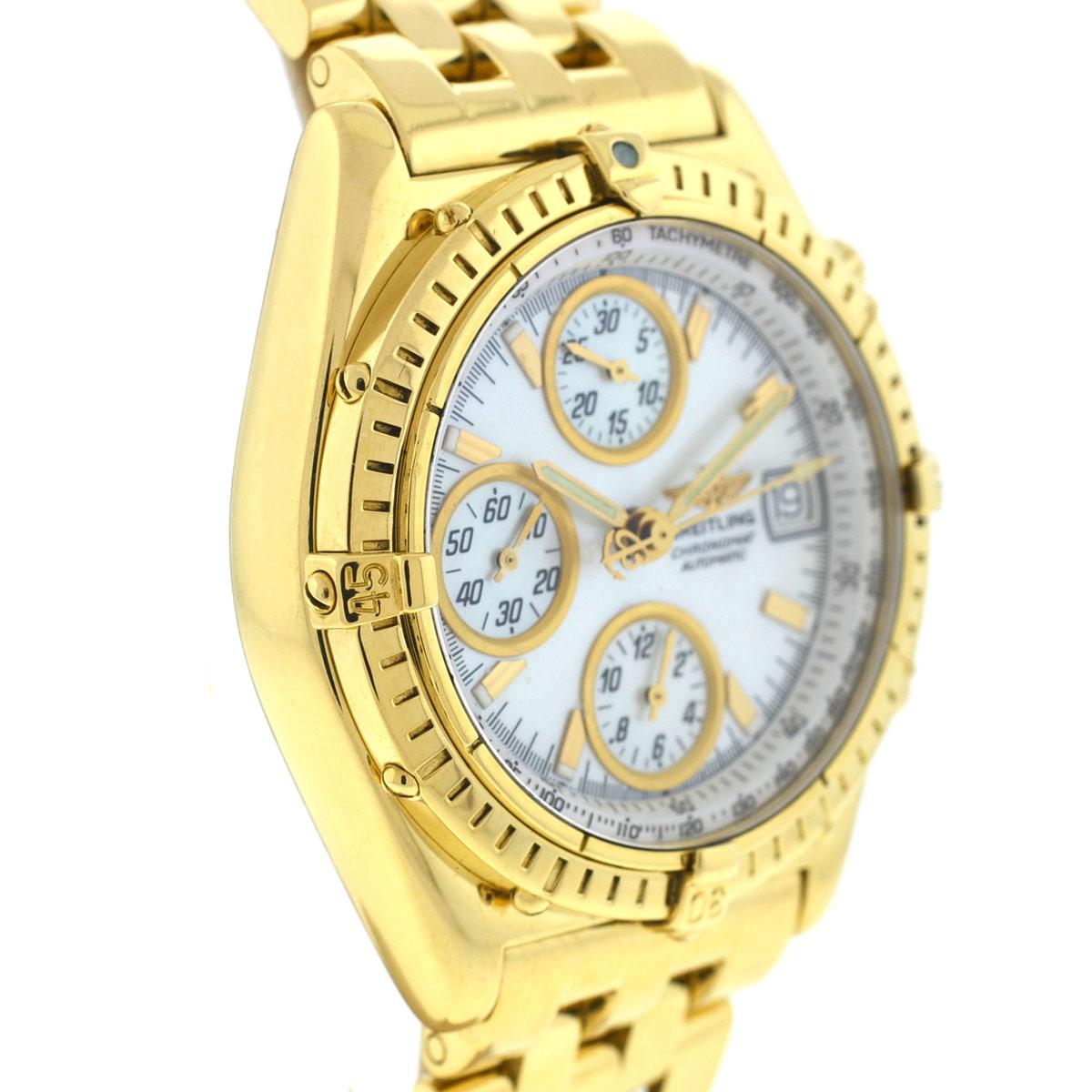 Breitling K13050.1 18 Karat Yellow Gold Chronomat MOP Dial Automatic Watch In Excellent Condition In Boca Raton, FL