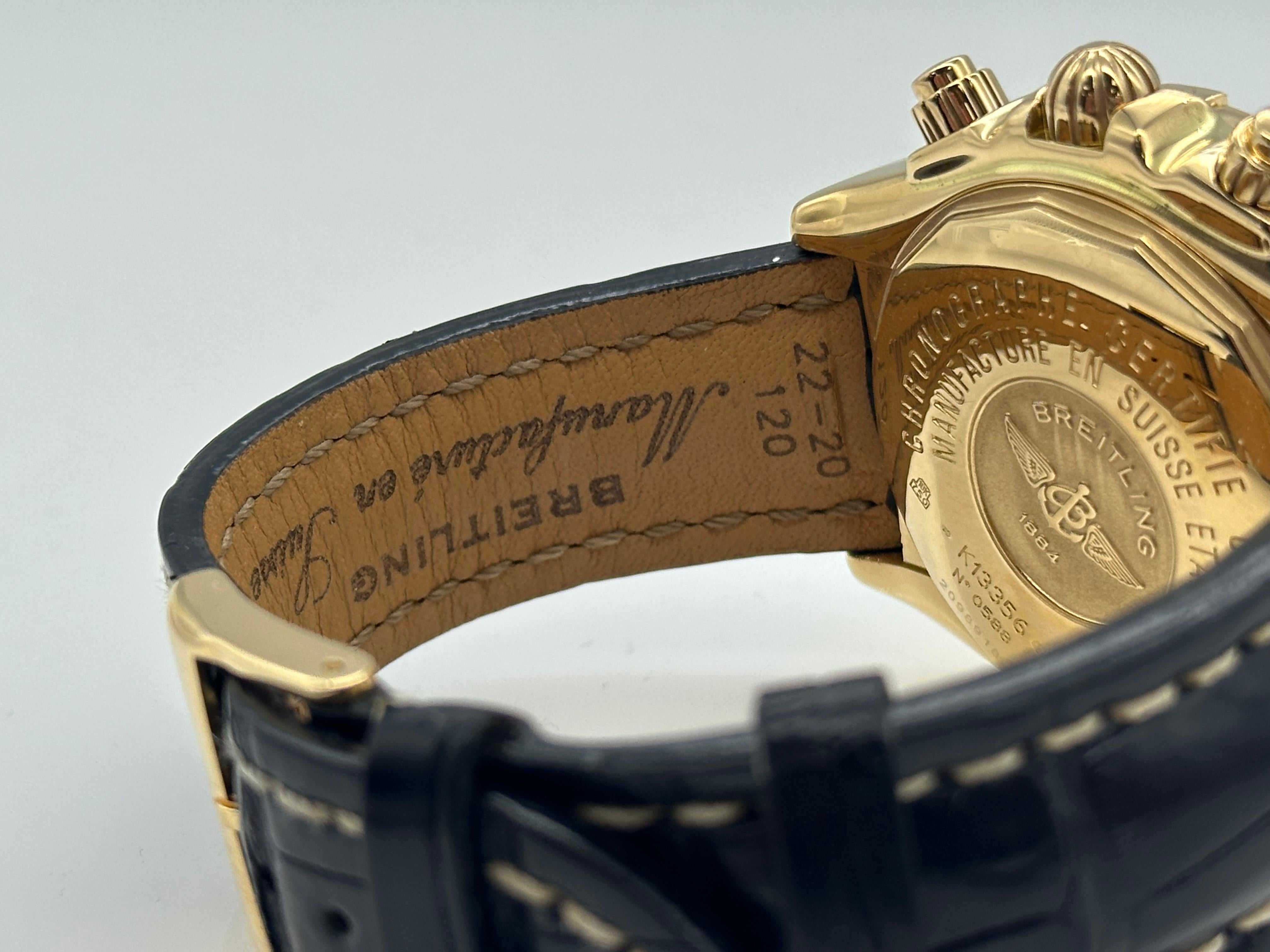 Breitling K13356 Chronomat Evolution 44mm White Dial 18K Yellow Gold For Sale 2
