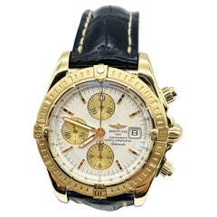 Breitling K13356 Chronomat Evolution 44mm White Dial 18K Yellow Gold