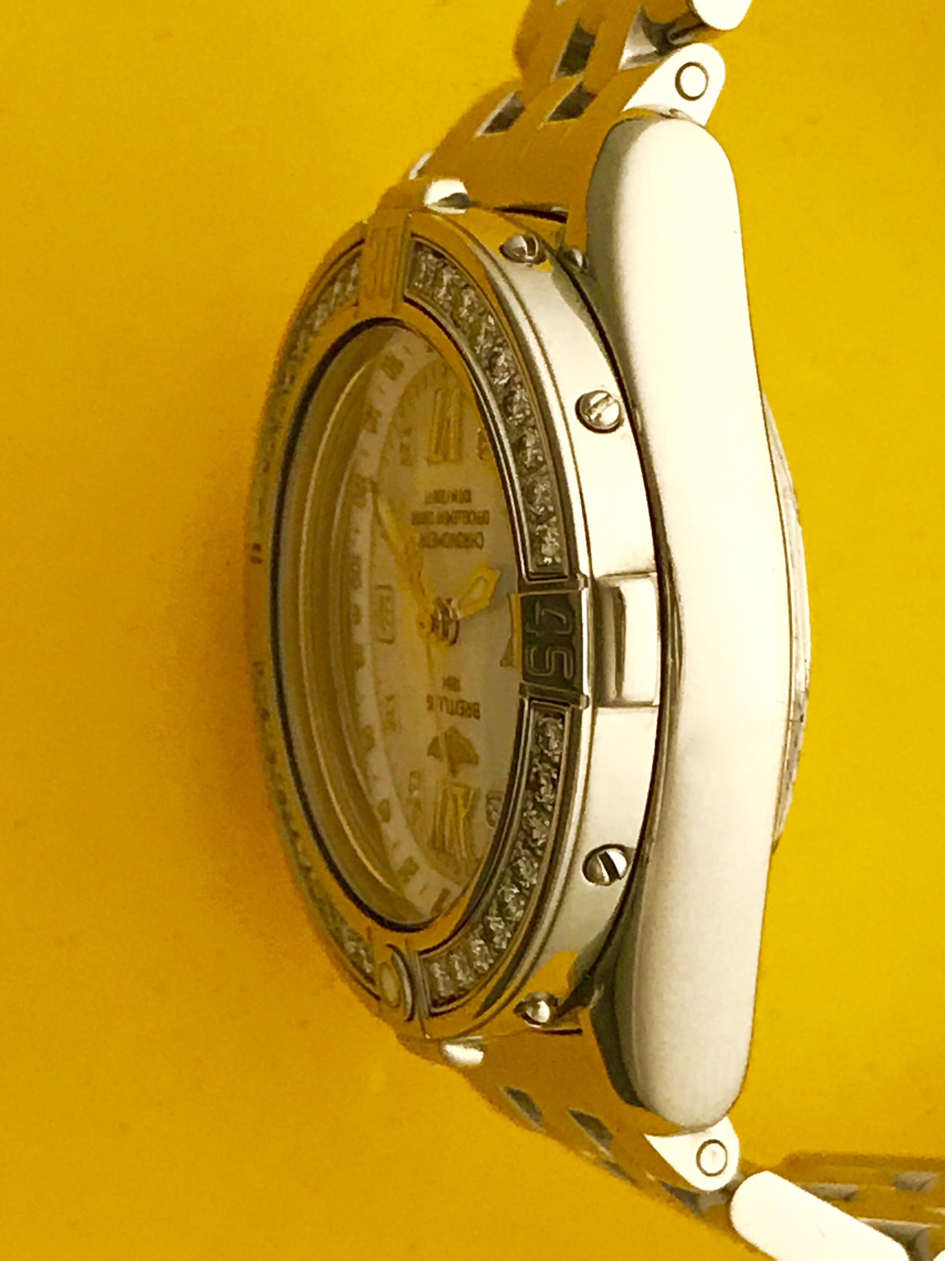 Breitling Ladies Stainless Steel Diamond Cockpit Quartz Wristwatch Ref A67365 1