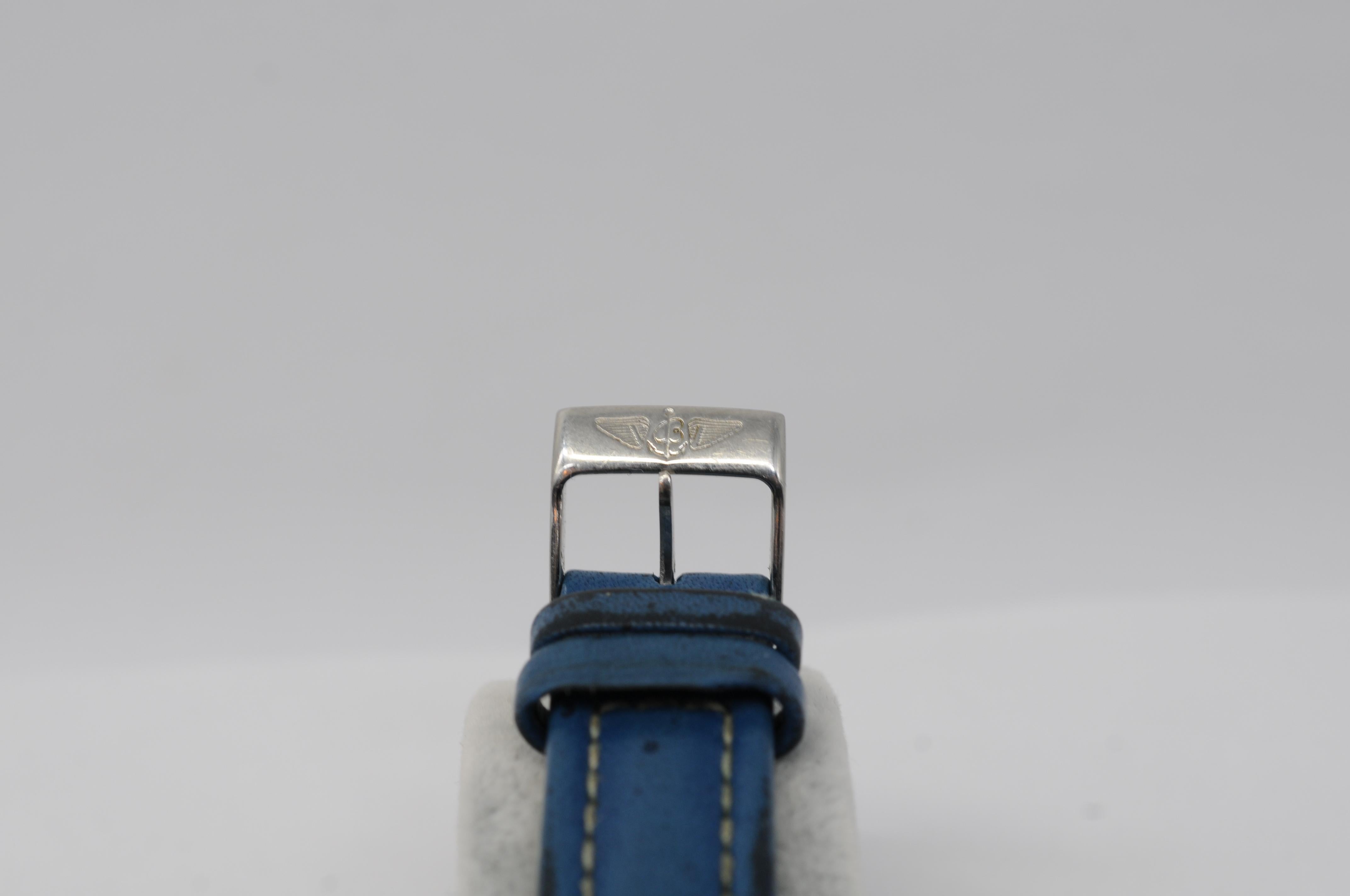 Breitling Lady J D52065 with a deep blue leather strap For Sale 6