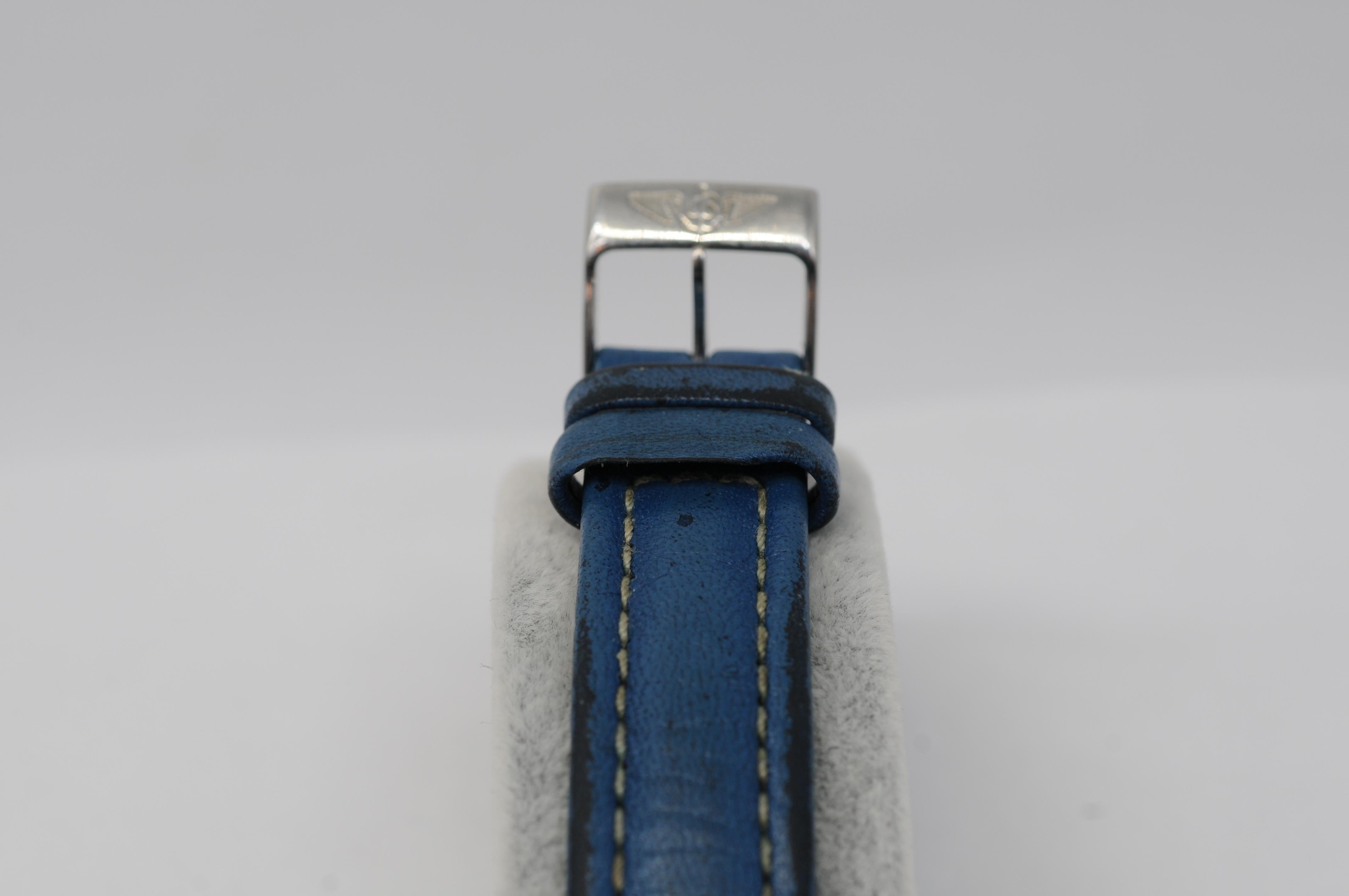 Breitling Lady J D52065 with a deep blue leather strap For Sale 7