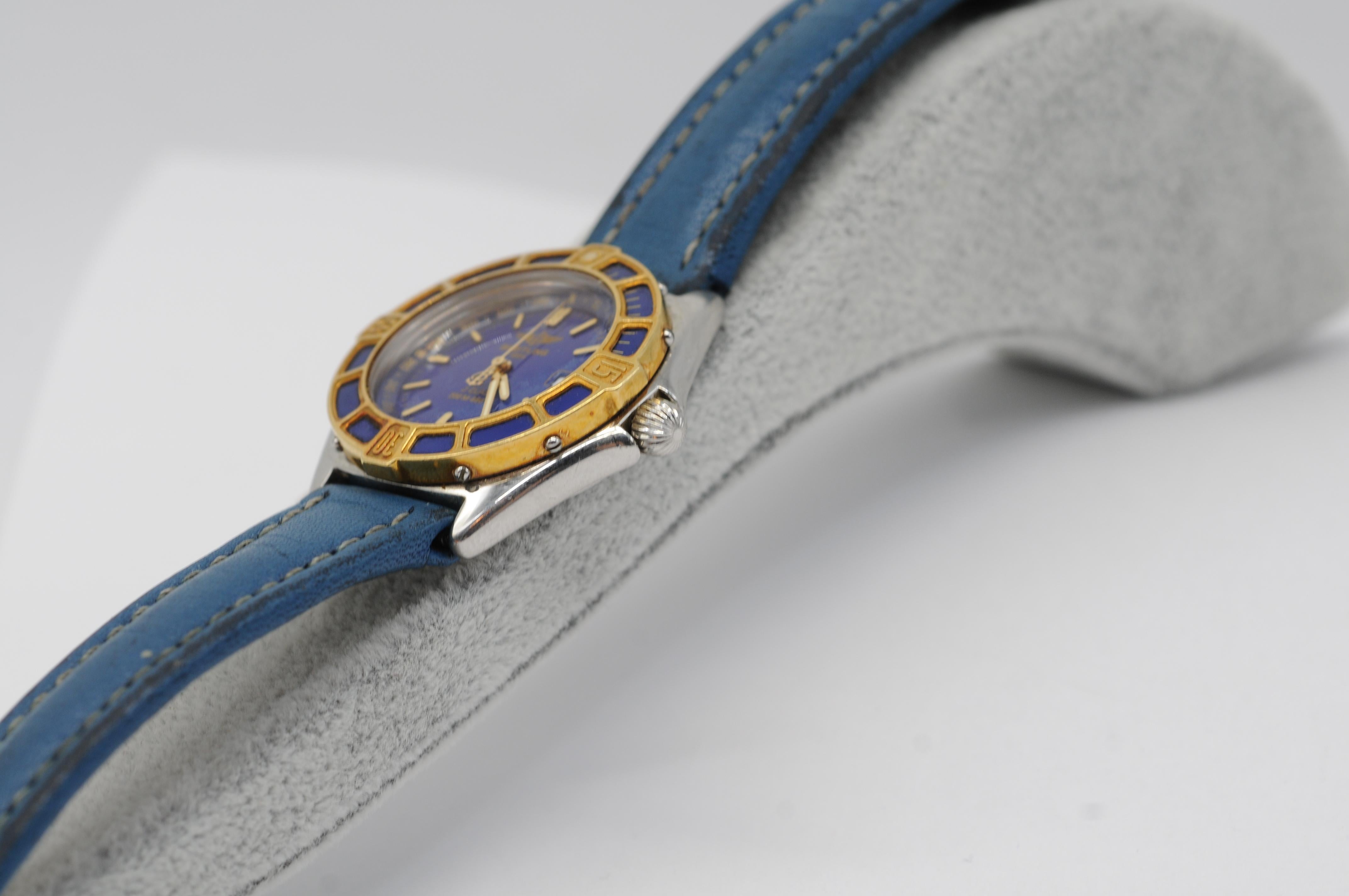 Breitling Lady J D52065 with a deep blue leather strap For Sale 9