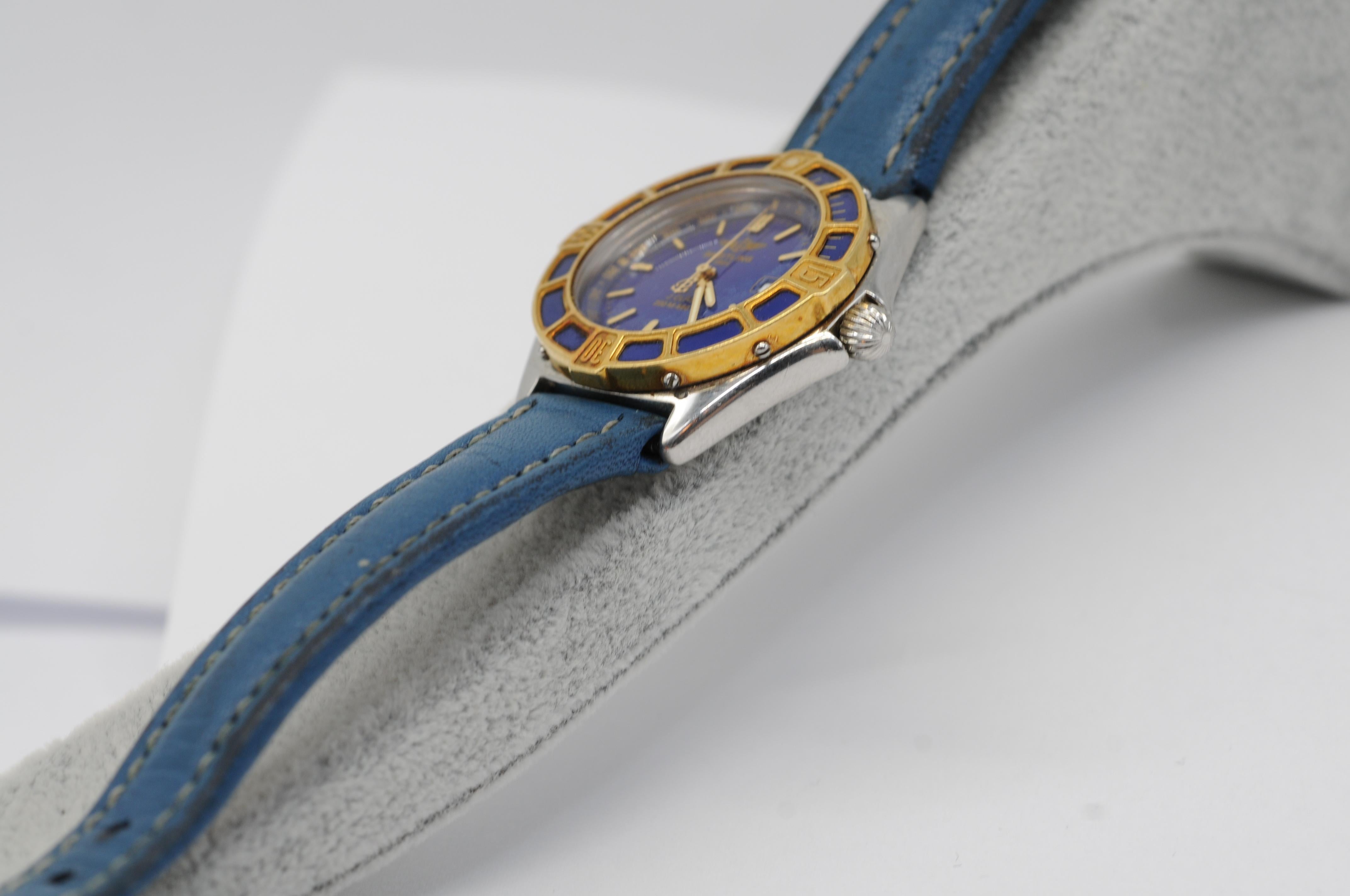 Breitling Lady J D52065 with a deep blue leather strap For Sale 11