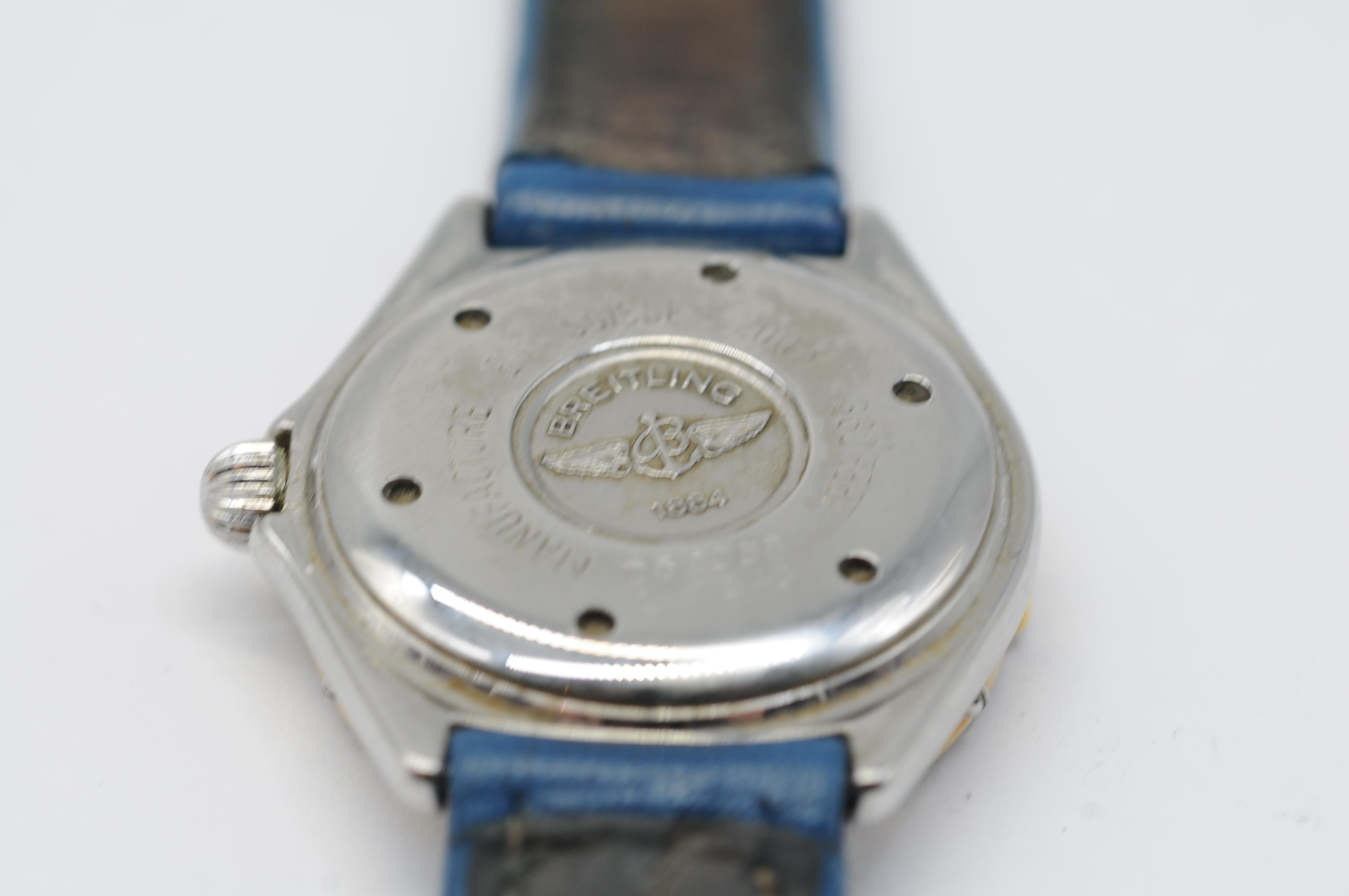 Breitling Lady J D52065 with a deep blue leather strap For Sale 13