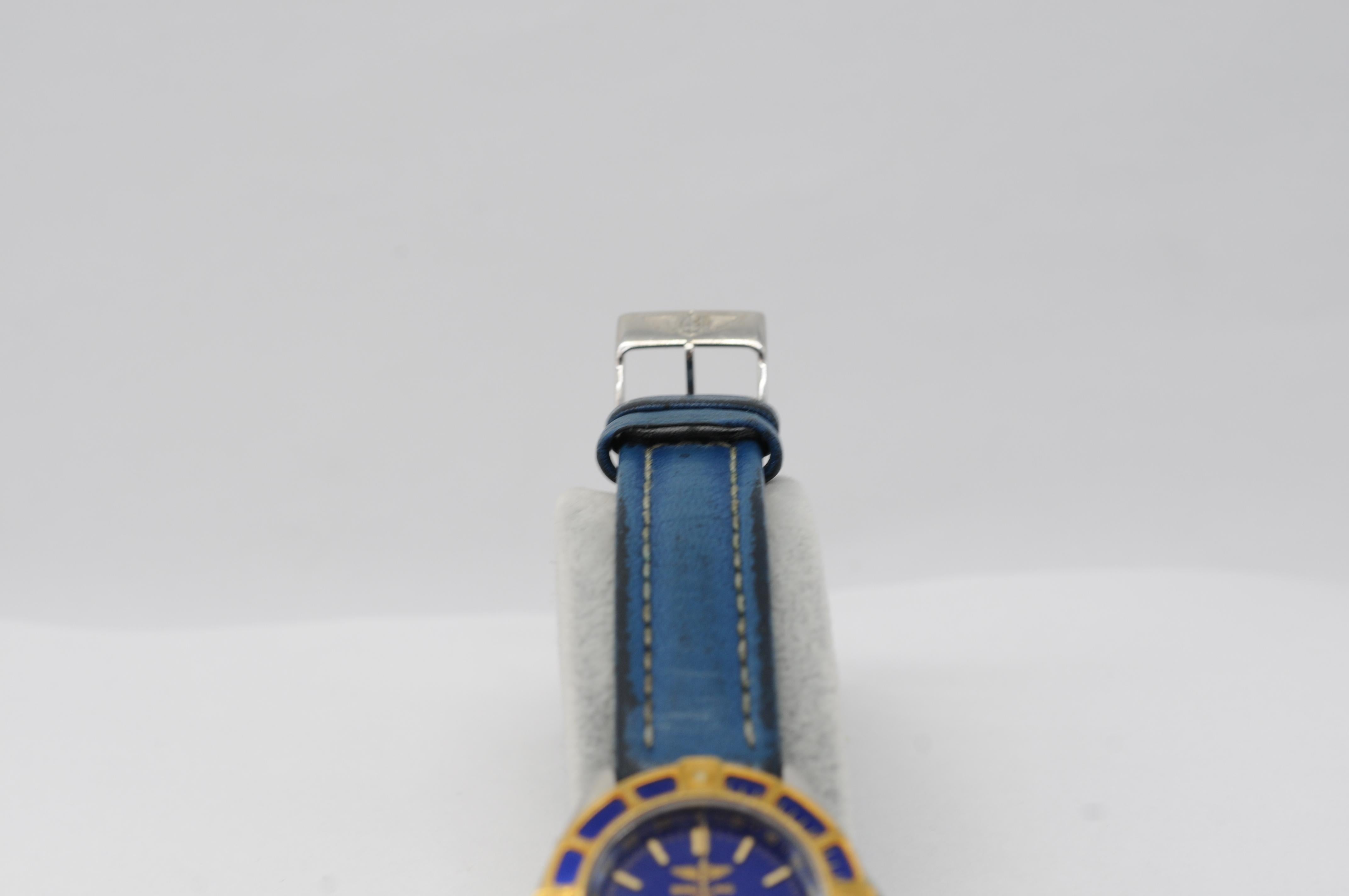 Aesthetic Movement Breitling Lady J D52065 with a deep blue leather strap For Sale