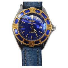 Used Breitling Lady J D52065 with a deep blue leather strap