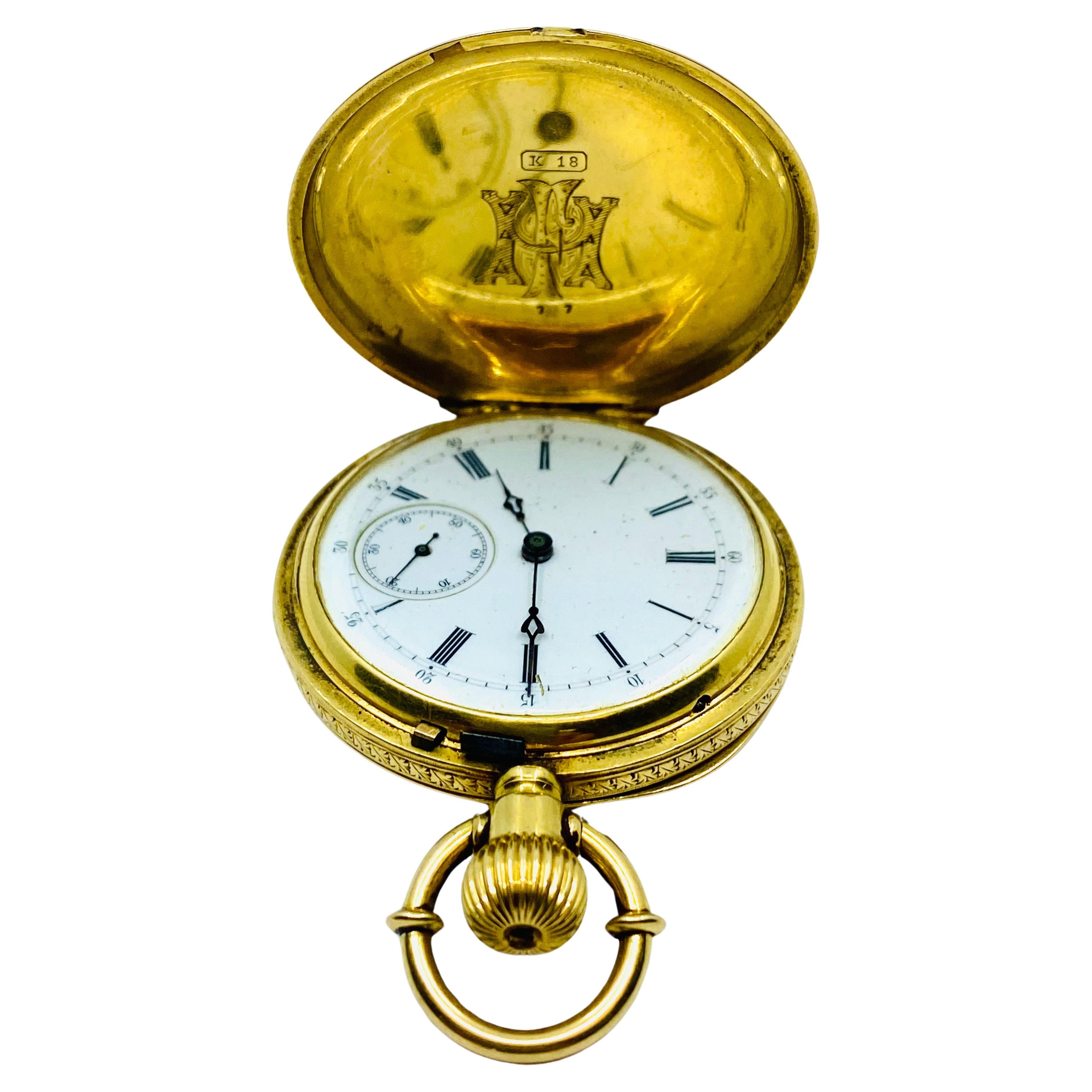 Breitling Laederich Antique Pocket Watch 18k Gold Enamel For Sale 4