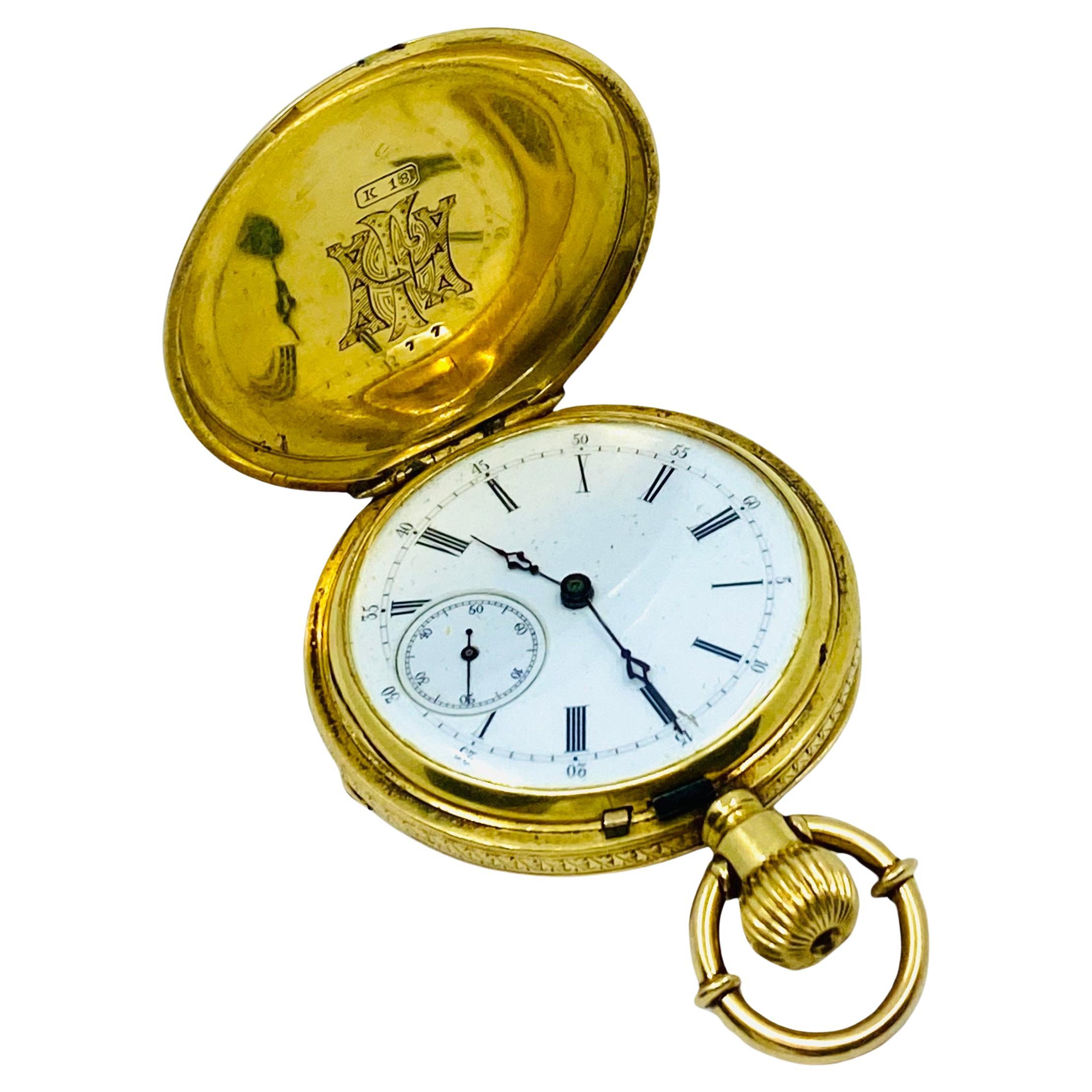 Women's or Men's Breitling Laederich Antique Pocket Watch 18k Gold Enamel For Sale