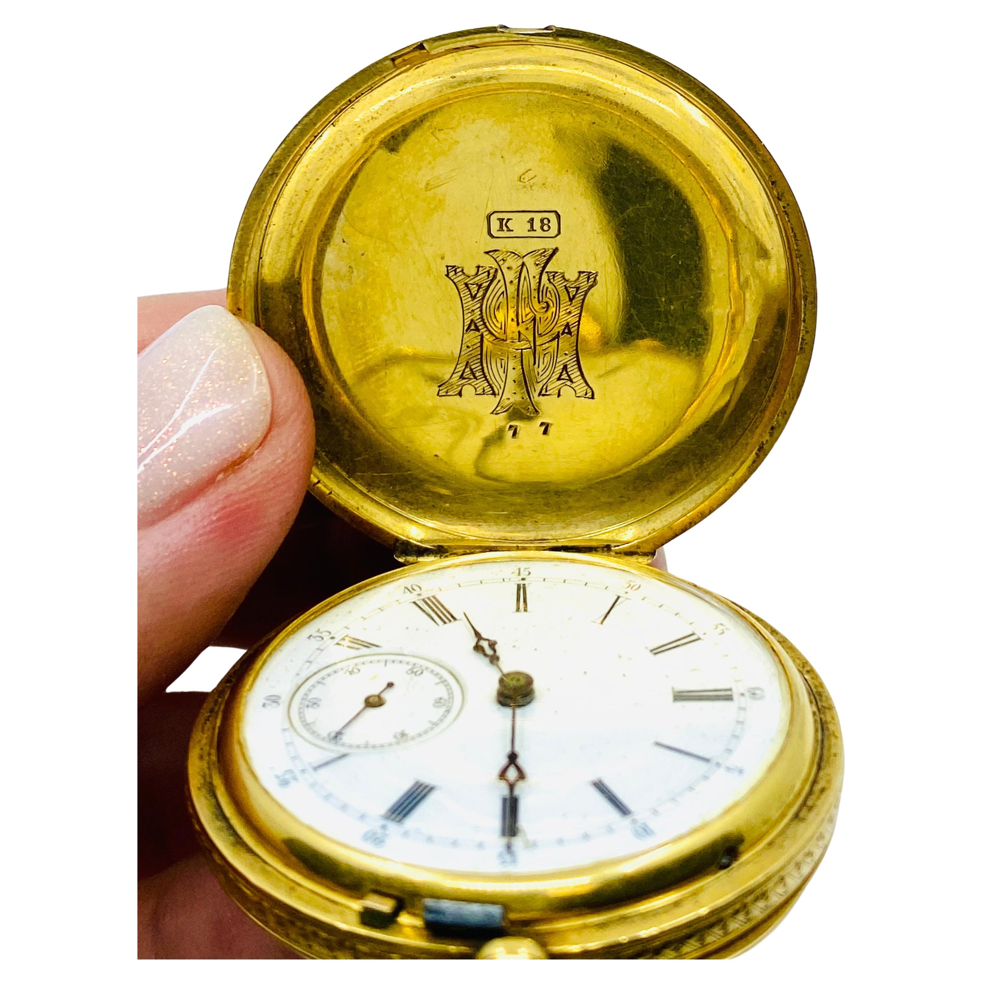 Breitling Laederich Antique Pocket Watch 18k Gold Enamel For Sale 1
