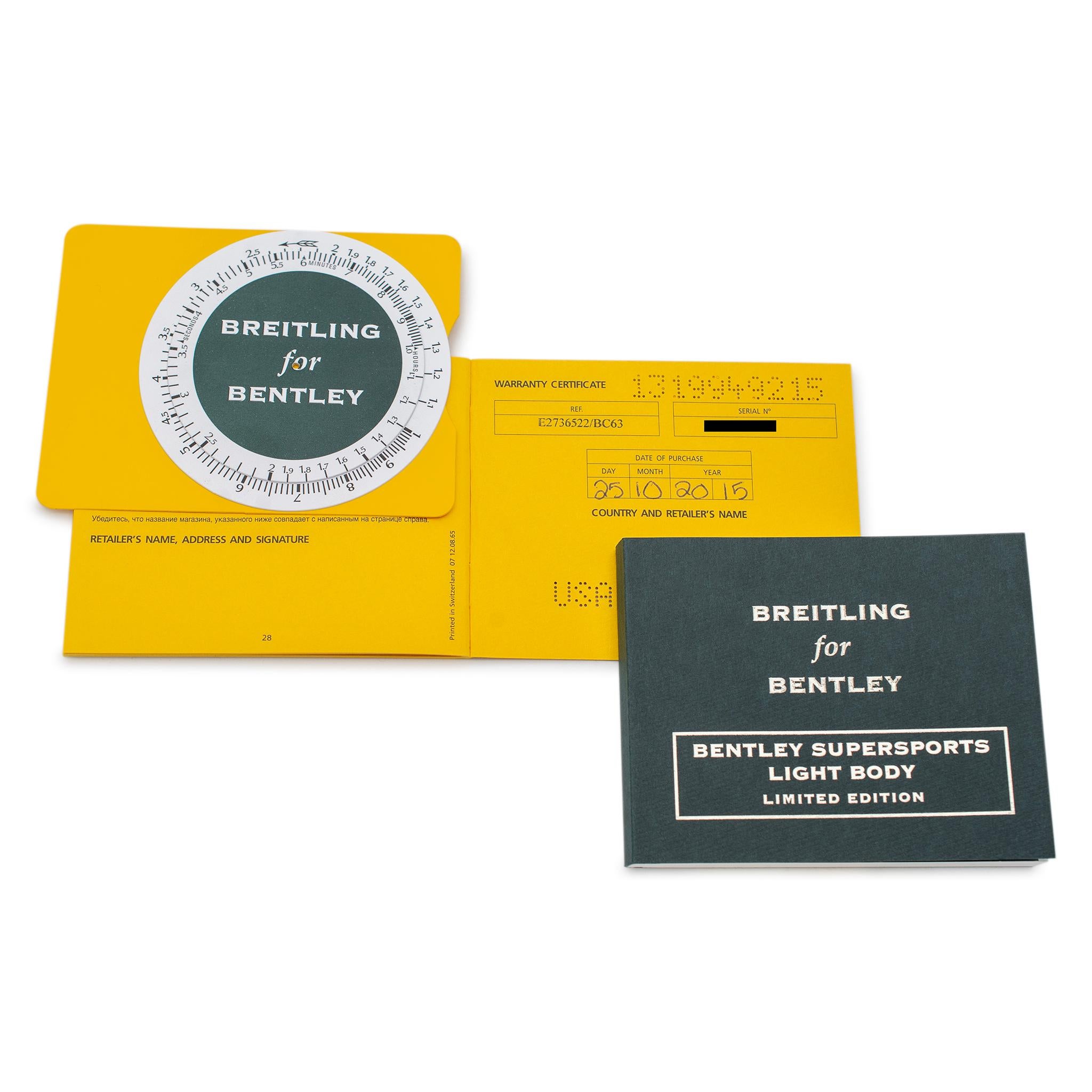 Breitling Limited Edition Bentley Supersports E27365 137/1000 49MM Herrenuhr, Limited Edition 1