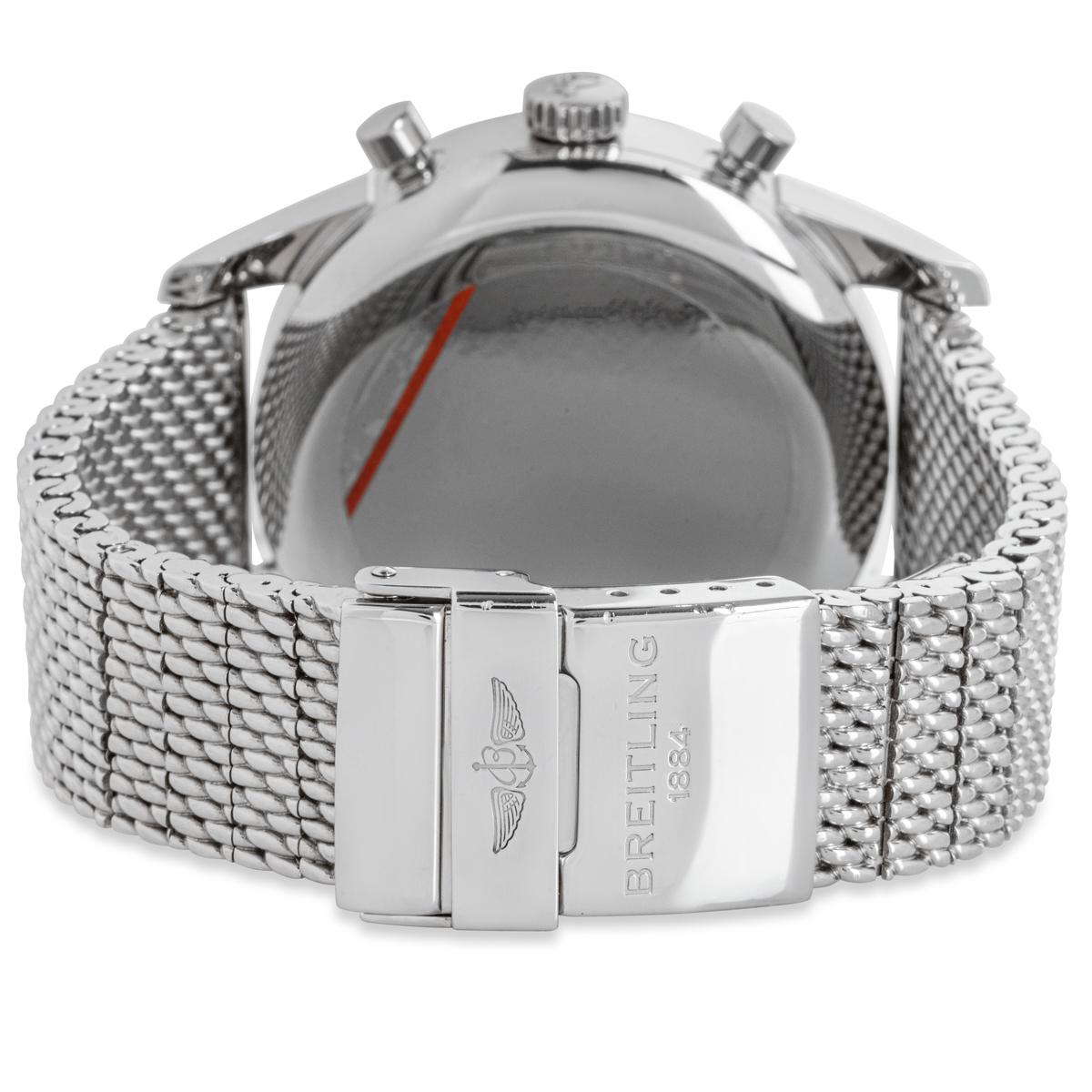 Breitling édition limitée chronographe transocéan en acier inoxydable et cadran argenté en vente 3
