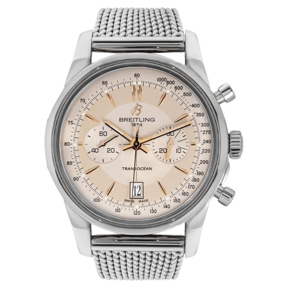 Breitling Limited Edition Transocean Chronograph Stainless Steel Silver Dial