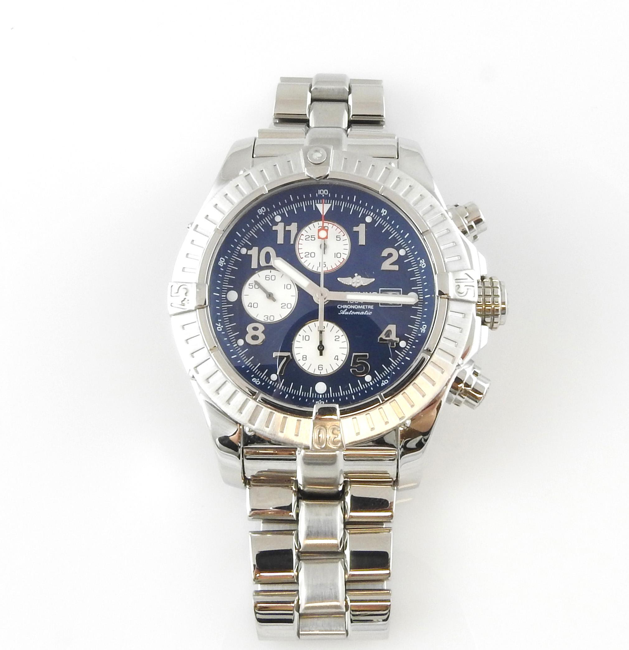 Breitling Men's Super Avenger Chrono Automatic Watch Blue Dial A 13370 5