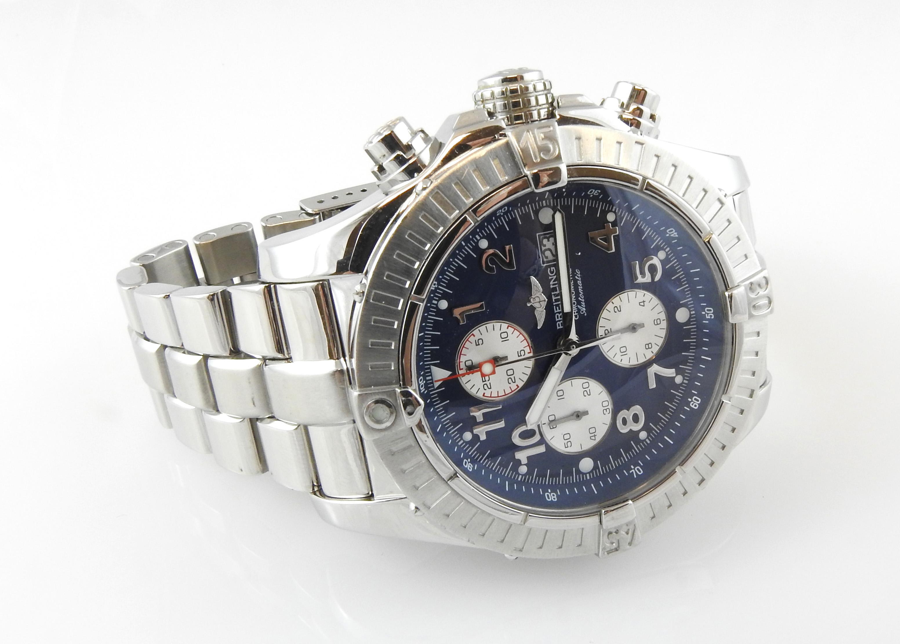 Breitling Men's Super Avenger Chrono Automatic Watch Blue Dial A 13370 6