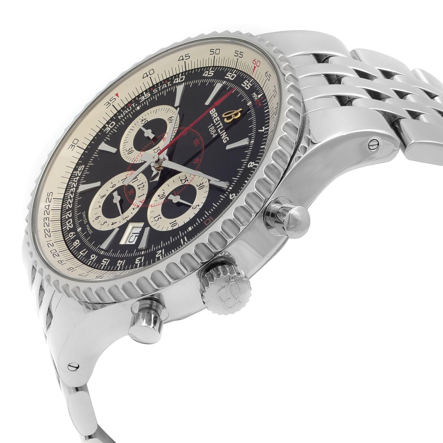 Modern Breitling Montbrillant 47 Steel Black Silver Dial Men's Watch A2335121/BA93-445A