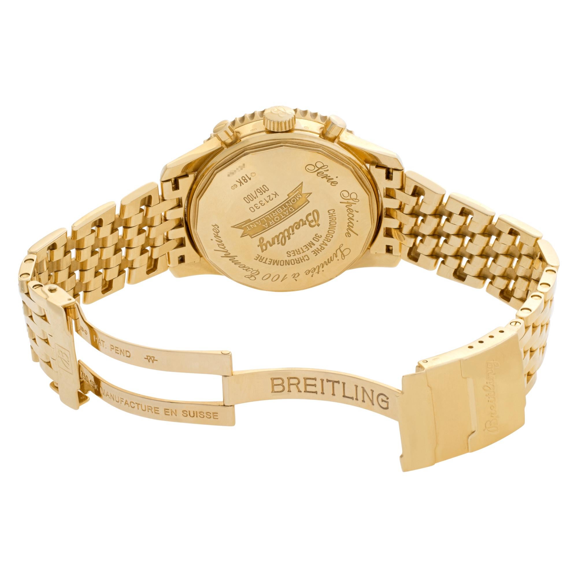 Breitling Montbrillant: 18 Karat Gelbgold Automatikuhr mit schwarzem Zifferblatt, K2133012 im Zustand „Hervorragend“ in Surfside, FL