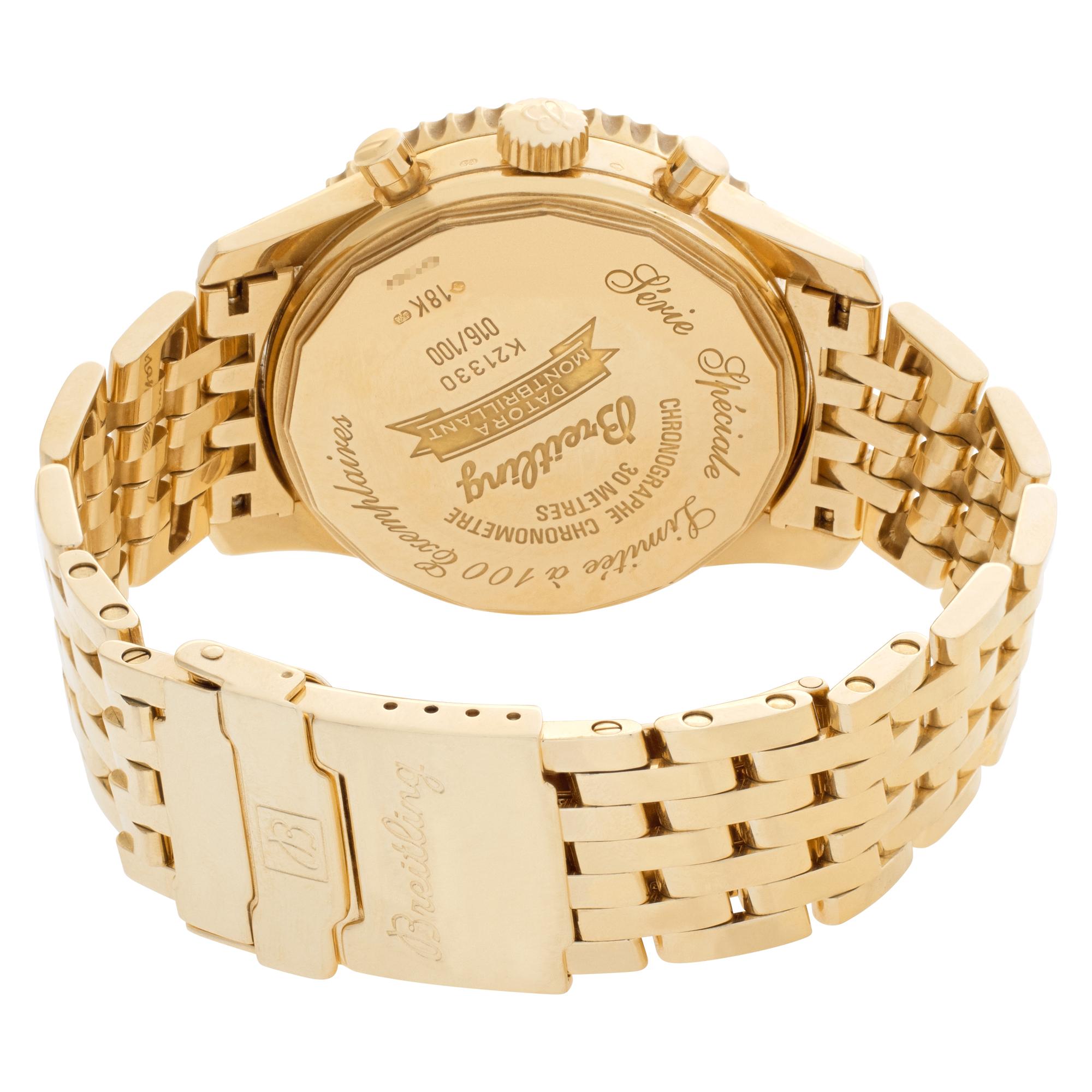 Breitling Montbrillant K2133012 18k Yellow Gold Black Dial Automatic Watch In Excellent Condition In Surfside, FL